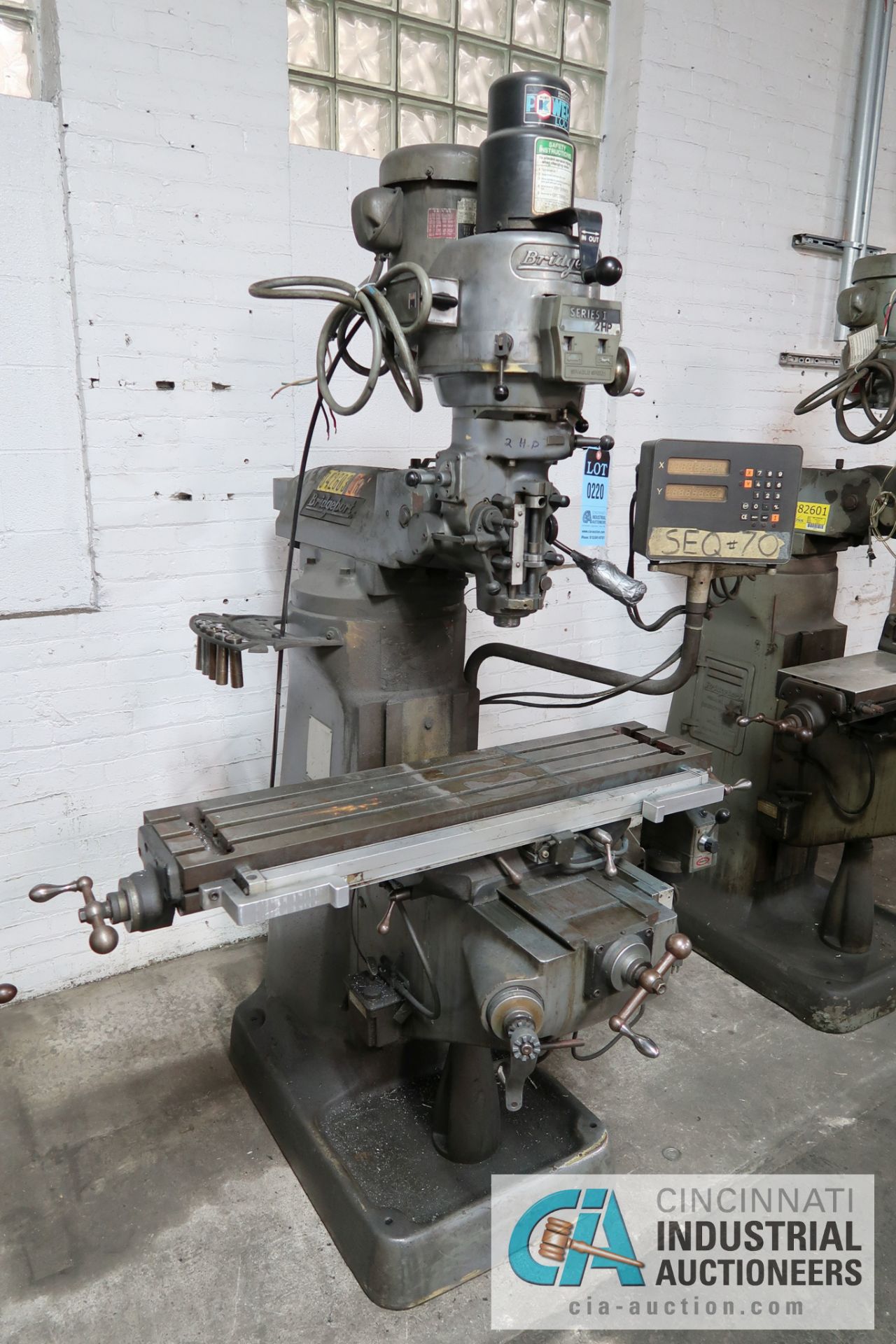 2 HP BRIDGEPORT SERIES I VERTICAL MILLING MACHINE; S/N 42070287, 9" X 42" TABLE, POWER TABLE FEED,