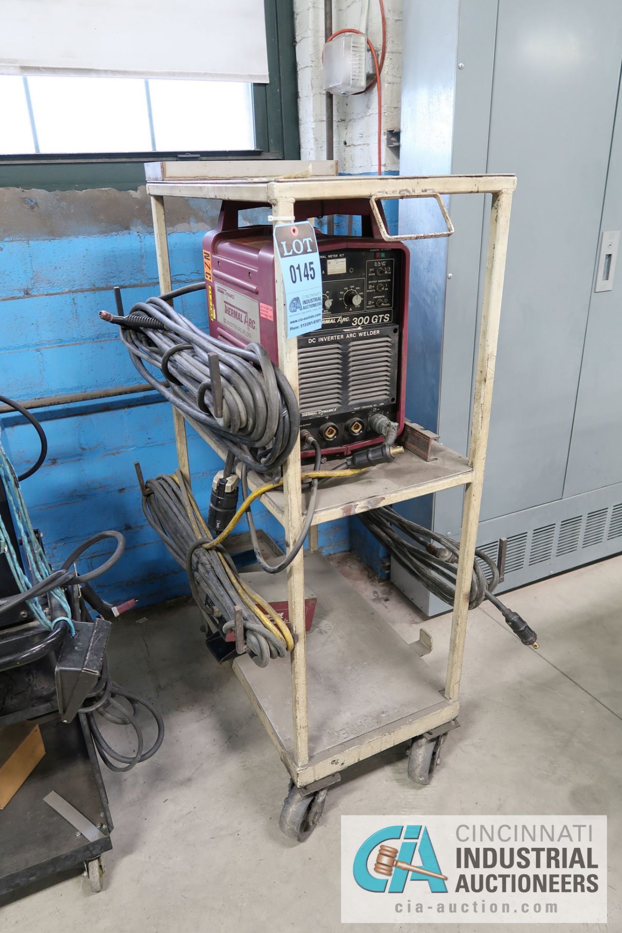 THERMAL DYNAMICS MODEL 300GTS DC INVERTER TIG WELDER; S/N Y221016I81010, WITH CART, LEADS AND FOOT