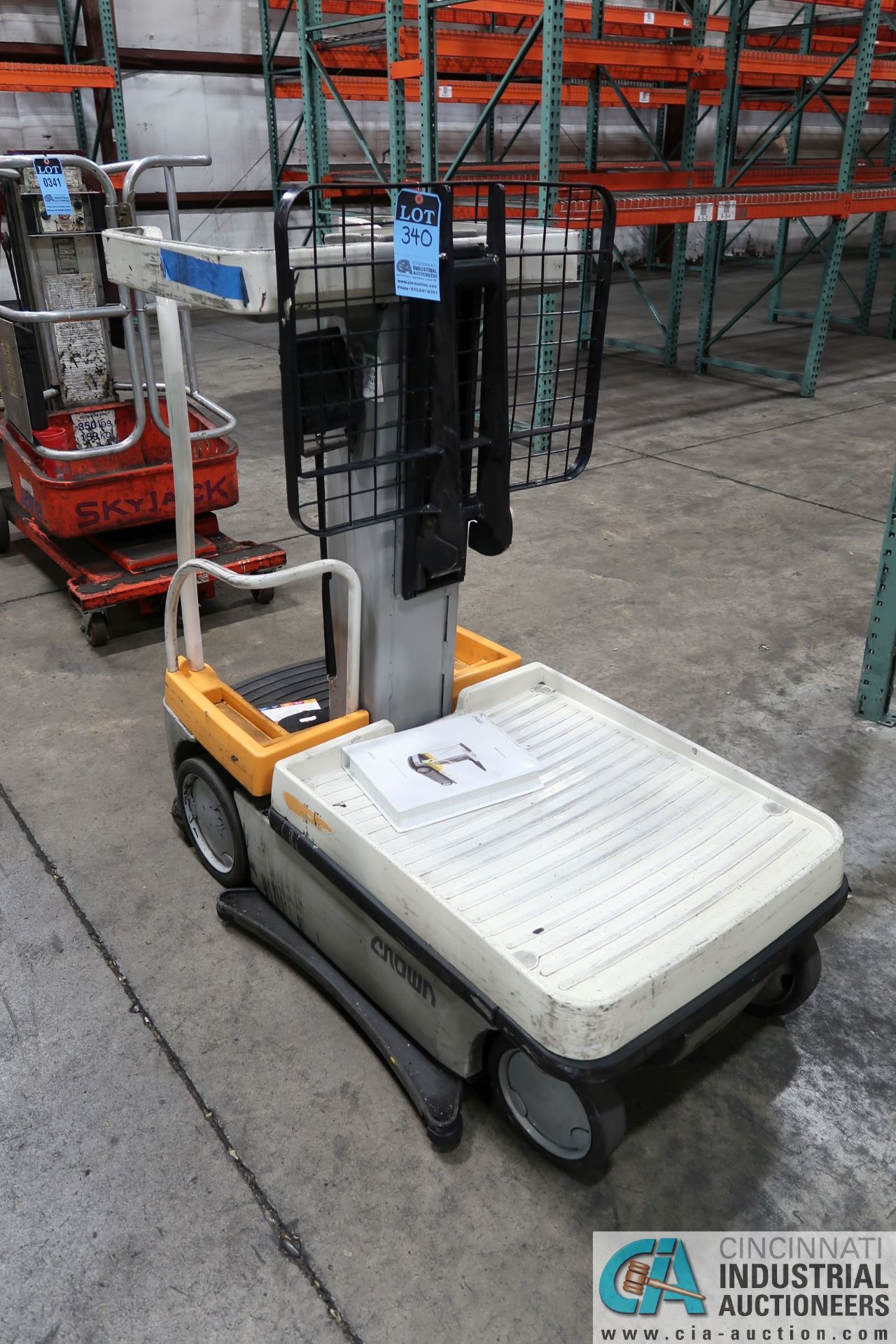 300 LB. CAPACITY CROWN MODEL WAV50-118 24 VOLT WORK ASSIST VECHILE; S/N 9A167756, 118" PLATFORM