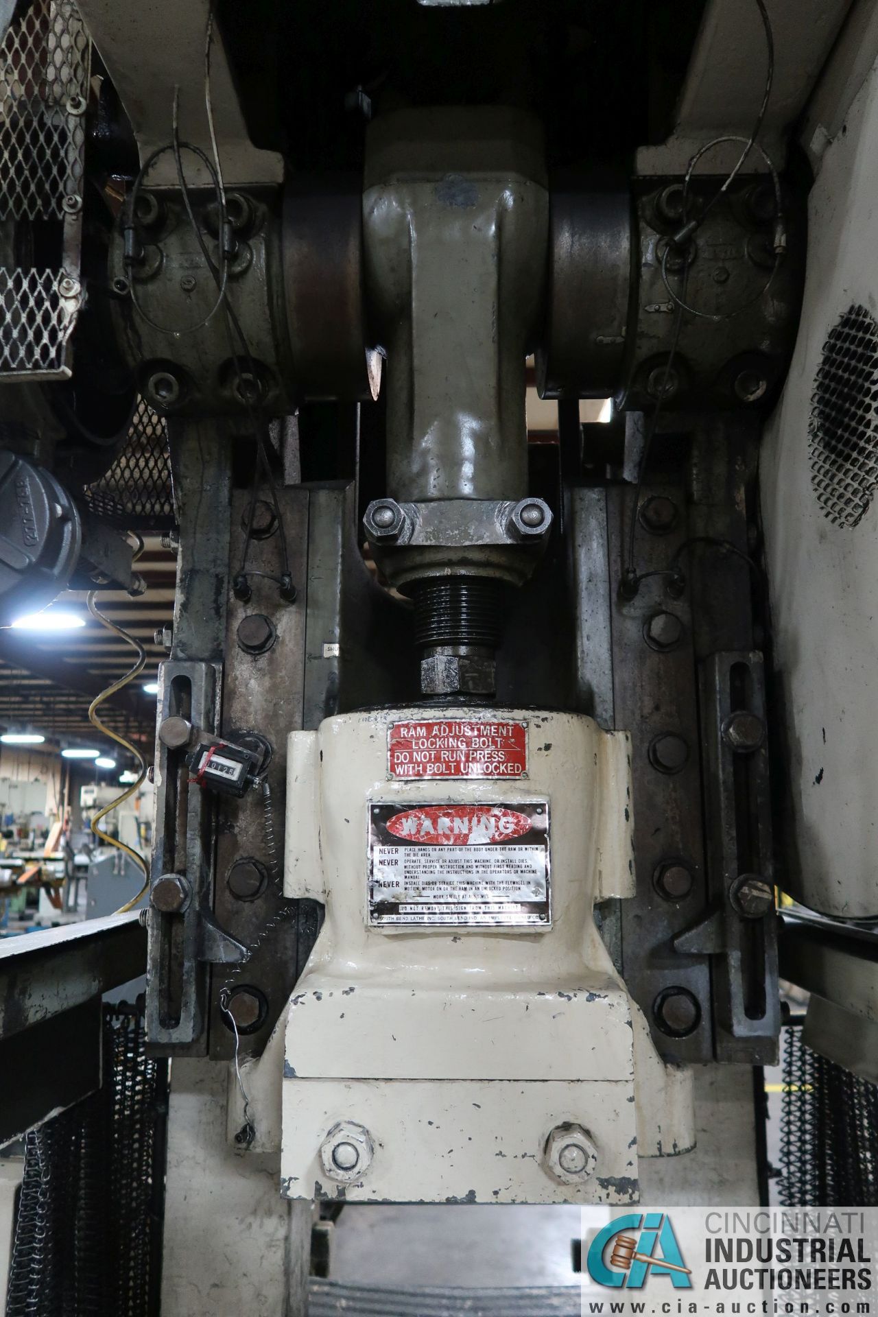 80 TON SOUTH BEND MODEL 80-FW-AC OBI PRESS; S/N 79007, 4" STROKE, 15.5" SHUT HEIGHT, 3.5" SLIDE - Image 7 of 16