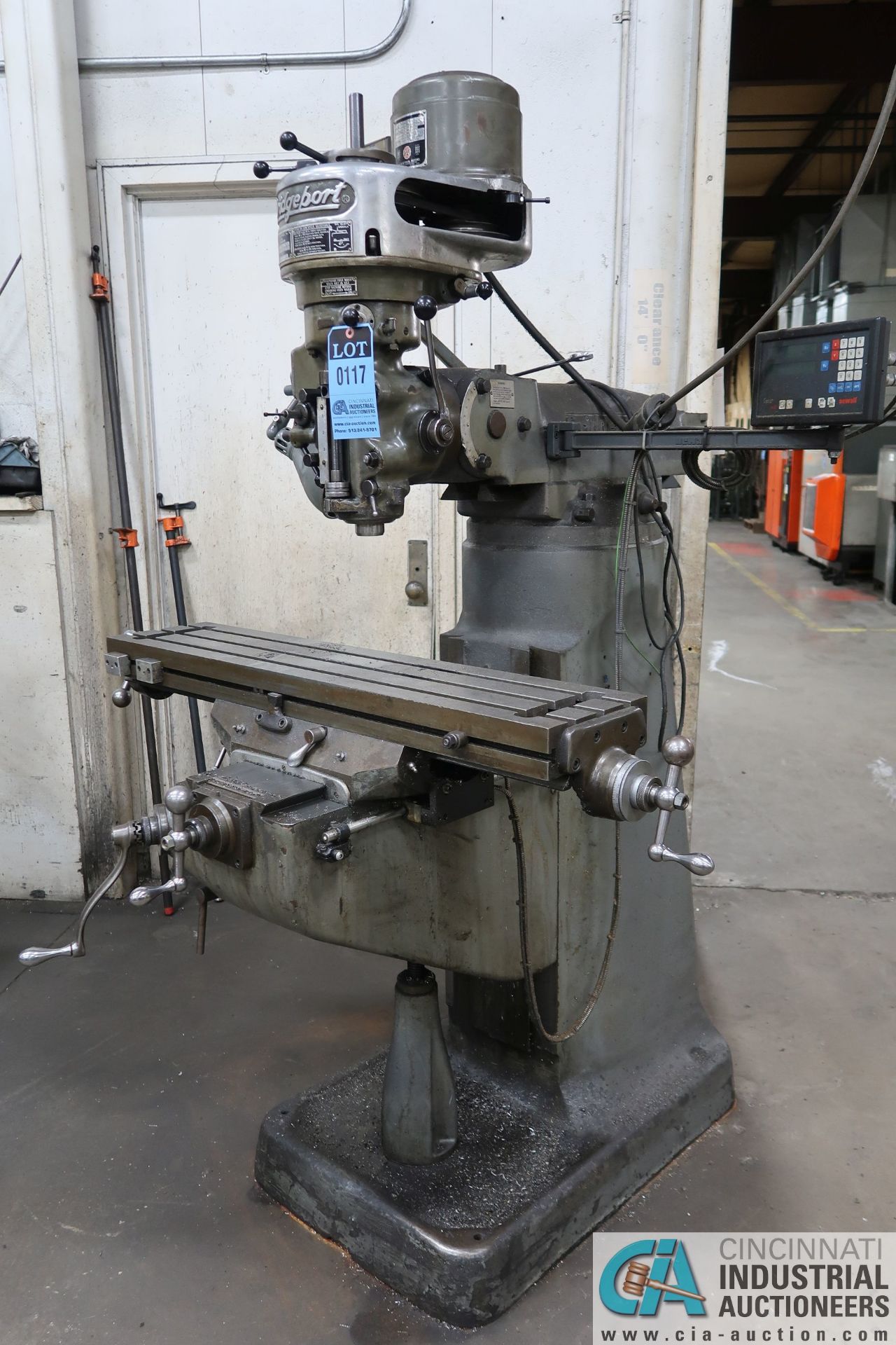 1 HP BRIDGEPORT 8-SPEED VERTICAL MILLING MACHINE; S/N 156583, 80-2,720 SPINDLE RPMS, 9" X 42" TABLE, - Image 2 of 8