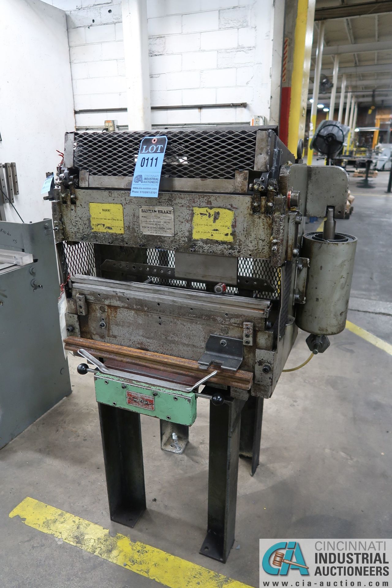 12 TON X 24" BANTAM MODEL B-212 STAND MOUNTED PRESS BRAKE; S/N N/A, (2) 4-WAY DIES