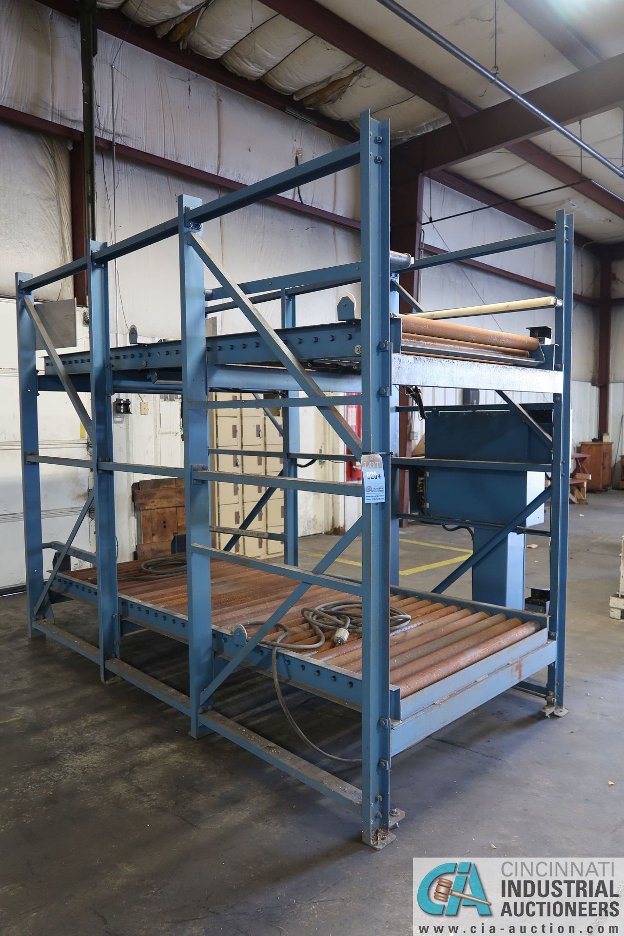 44" X 120" X 96" HIGH CHAMPION MATERIAL HANDLING DUAL LEVEL POWER ROLLER CONVEYOR - Image 2 of 5