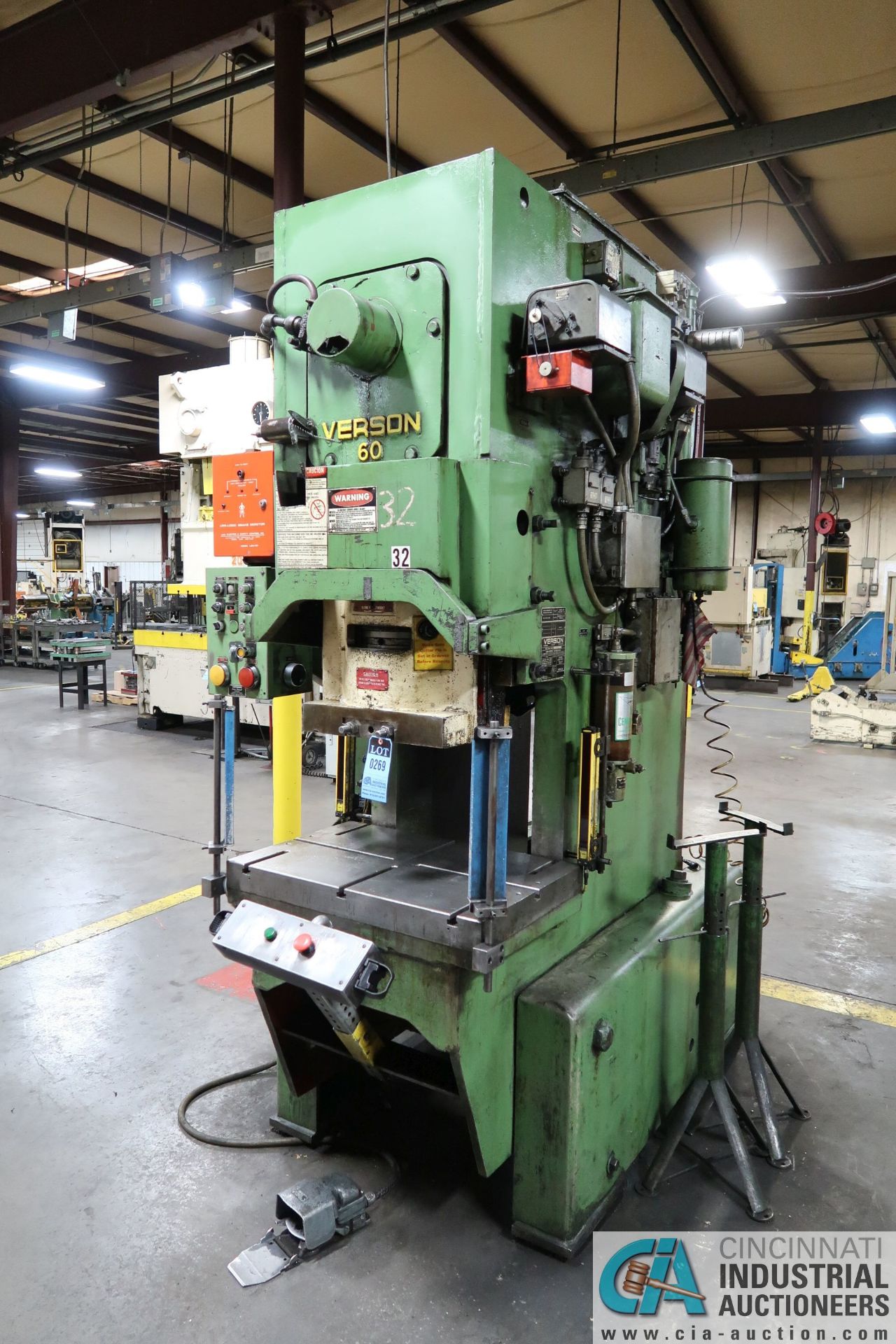 60 TON VERSON MODEL D60 OBI PRESS; S/N 24997, 4" STROKE, 90 STROKES PER MINUTE, 14" SHUT HEIGHT,