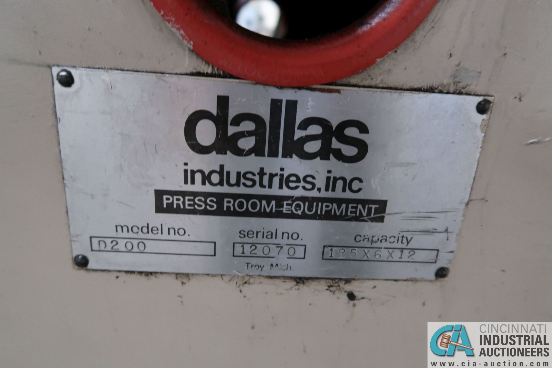 6" DALLAS MODEL D200 AIR FEED; S/N 12070, .125" X 6" X 12" CAPACITY - Image 3 of 6