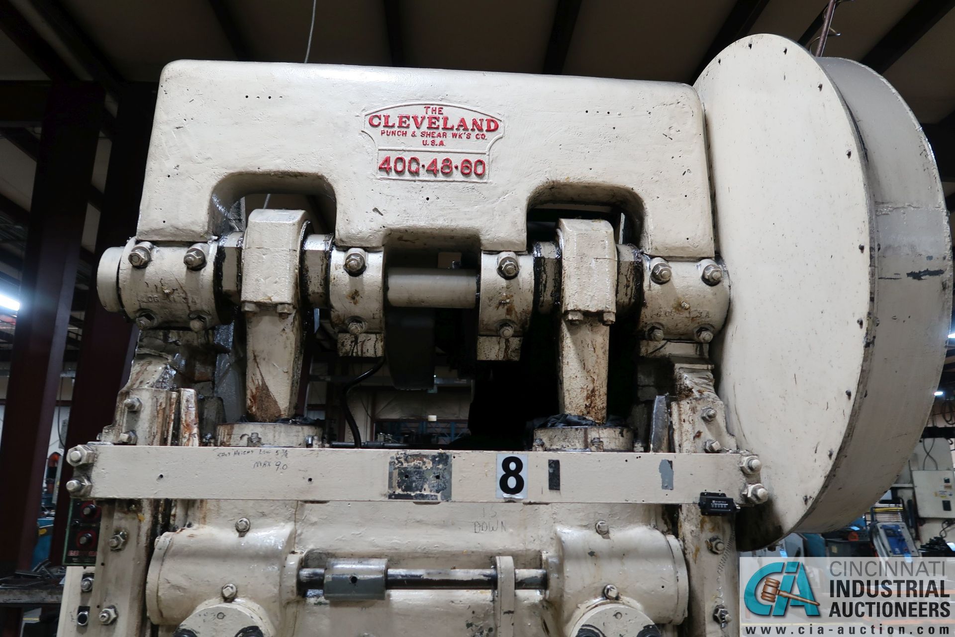 60 TON CLEVELAND MODEL 40G-48-60 DOUBLE CRANK GAP FRAME PRESS; S/N 19319, 3.5" STROKE, 5.375 MINIMUM - Image 8 of 13