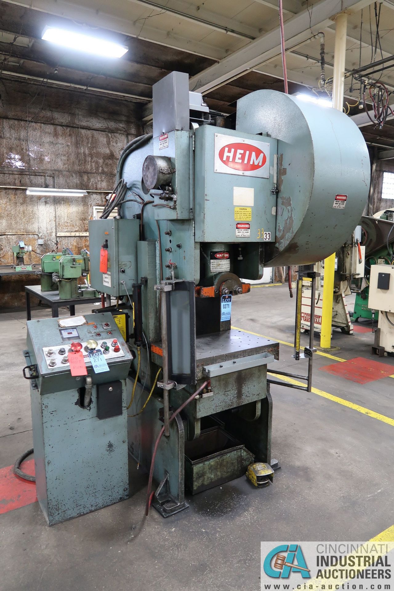 55 TON HEIM MODEL 5 OBI PRESS; S/N H-3552, 3" STROKE, 13" SHUT HEIGHT, 120 STROKES PER MINUTE, 4"