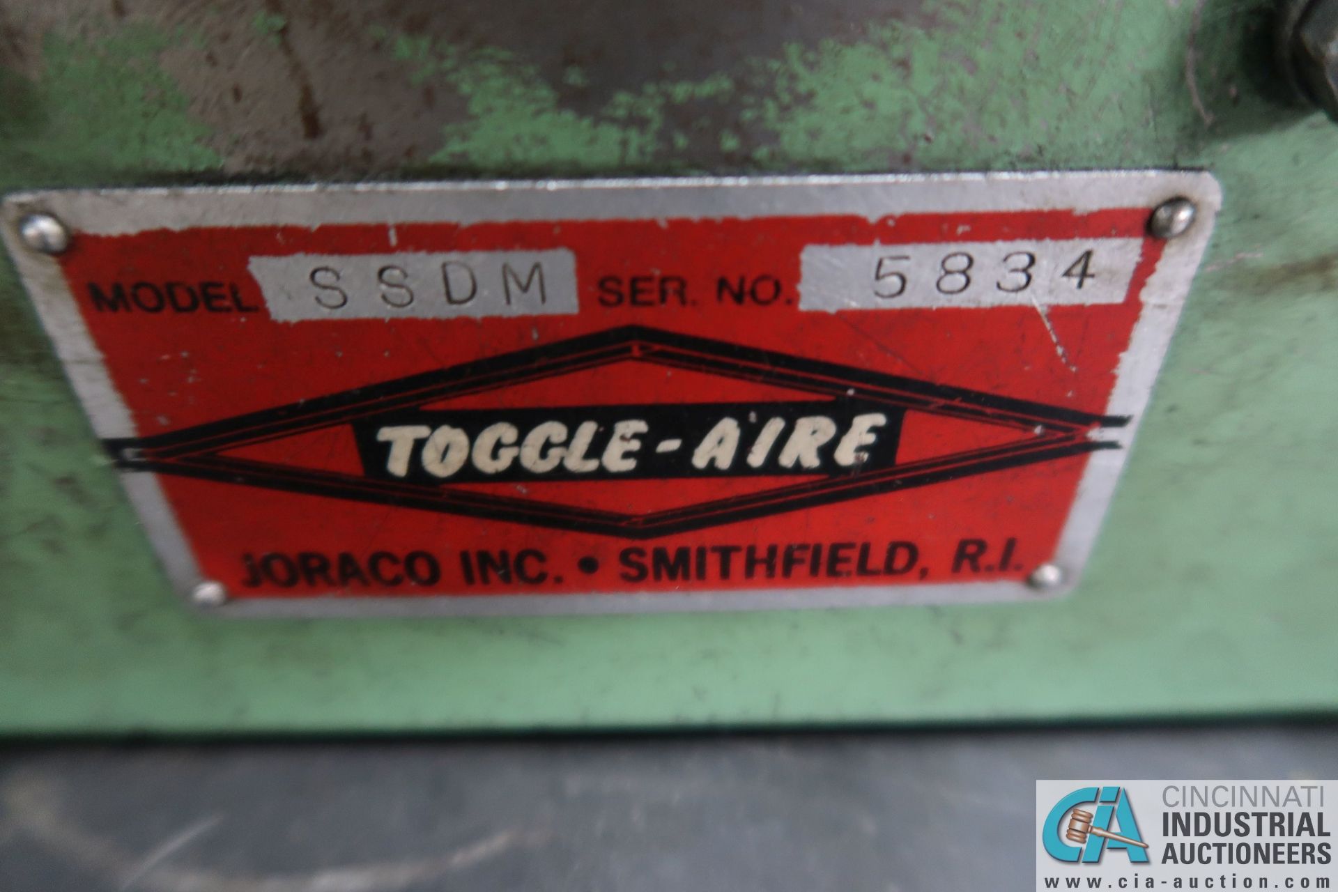 JORCO MODEL SSDM TOGGLE-AIR BENCH TOP PRESS; S/N 5834, DUAL LEVER CONTROLS - Image 3 of 3