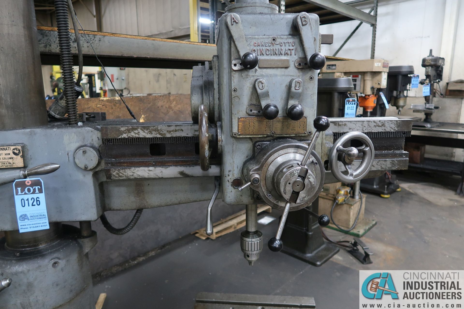 3' ARM X 7" COLUMN CINCINNATI LATHE AND TOOL RADIAL ARM DIRLL; S/N 3LA1A1Z-97, 52-1505 SPINDLE RPMS, - Image 8 of 11