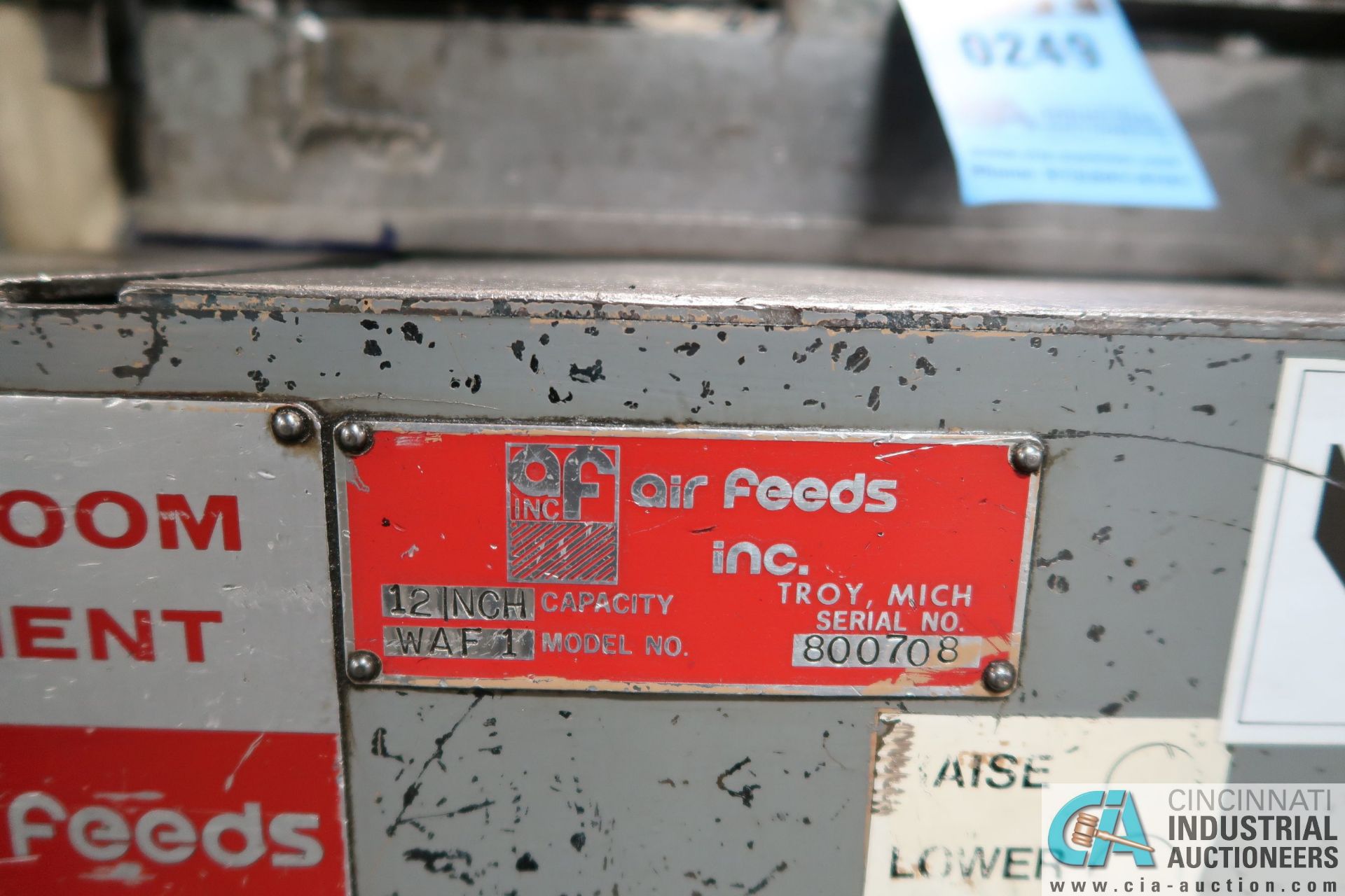 12" CAPACITY AIR FEEDS MODEL WAF 1 AIR FEED; S/N 800708 - Image 3 of 9