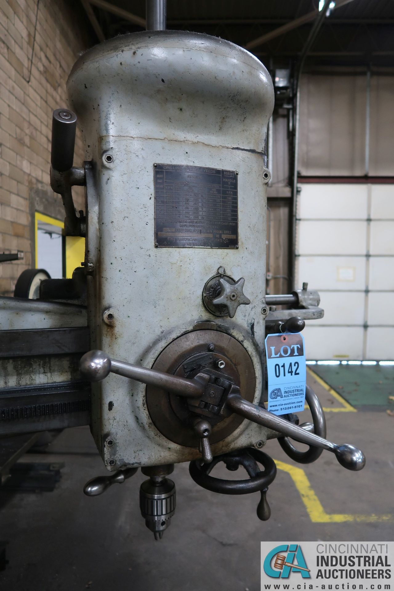 3' ARM X 7" COLUMN AMERICAN TOOL WORKS RADIAL ARM DRILL; S/N 53532, 16" X 22" X 19" T-SLOTTED - Image 5 of 10