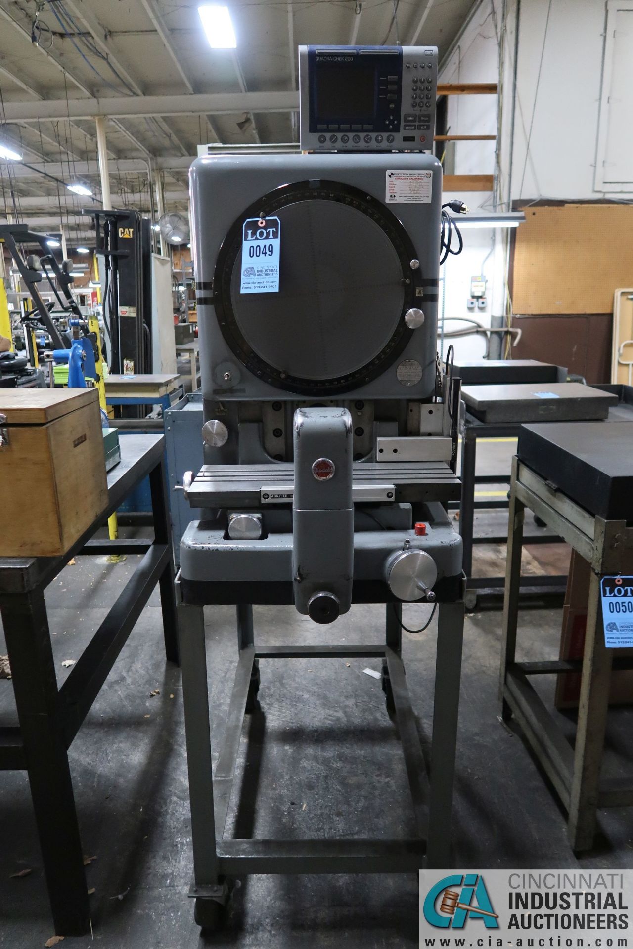 14" DIAMETER KODAK MODEL 2A OPTICAL COMPARATOR; S/N 3321251, WITH QUADRA-CHEK 200 DIGITAL READ