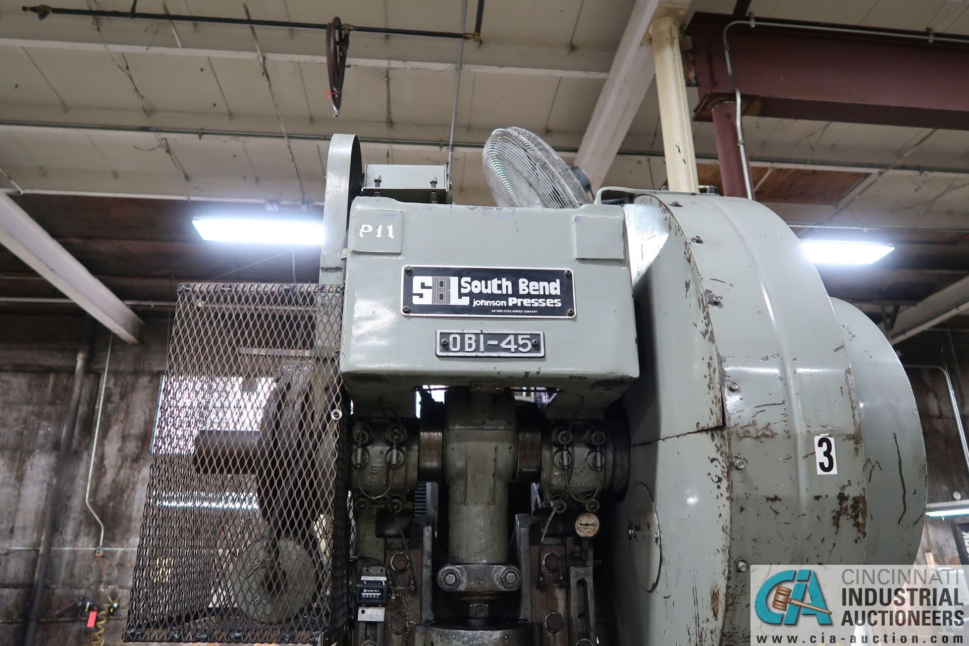 45 TON SOUTH BEND MODEL 45-FW-AC OBI PRESS; S/N 81007, 3" STROKE, 11-1/4" SHUT HEIGHT, 3" - Image 10 of 14