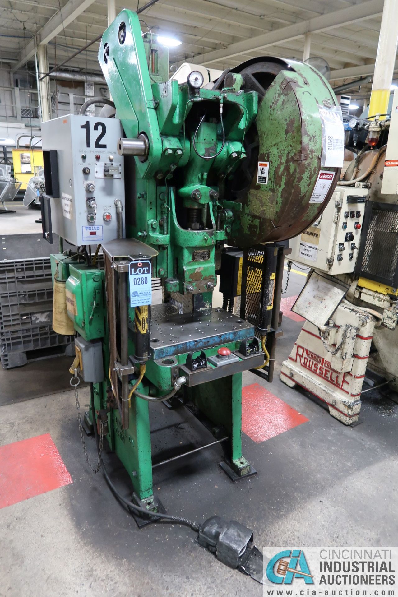 30 TON MINSTER NO. 3 OBI PRESS; S/N 7091, 2" STROKE, 1.75" ADJUSTMENT, 6.875" ADJUSTMENT, TRIAD