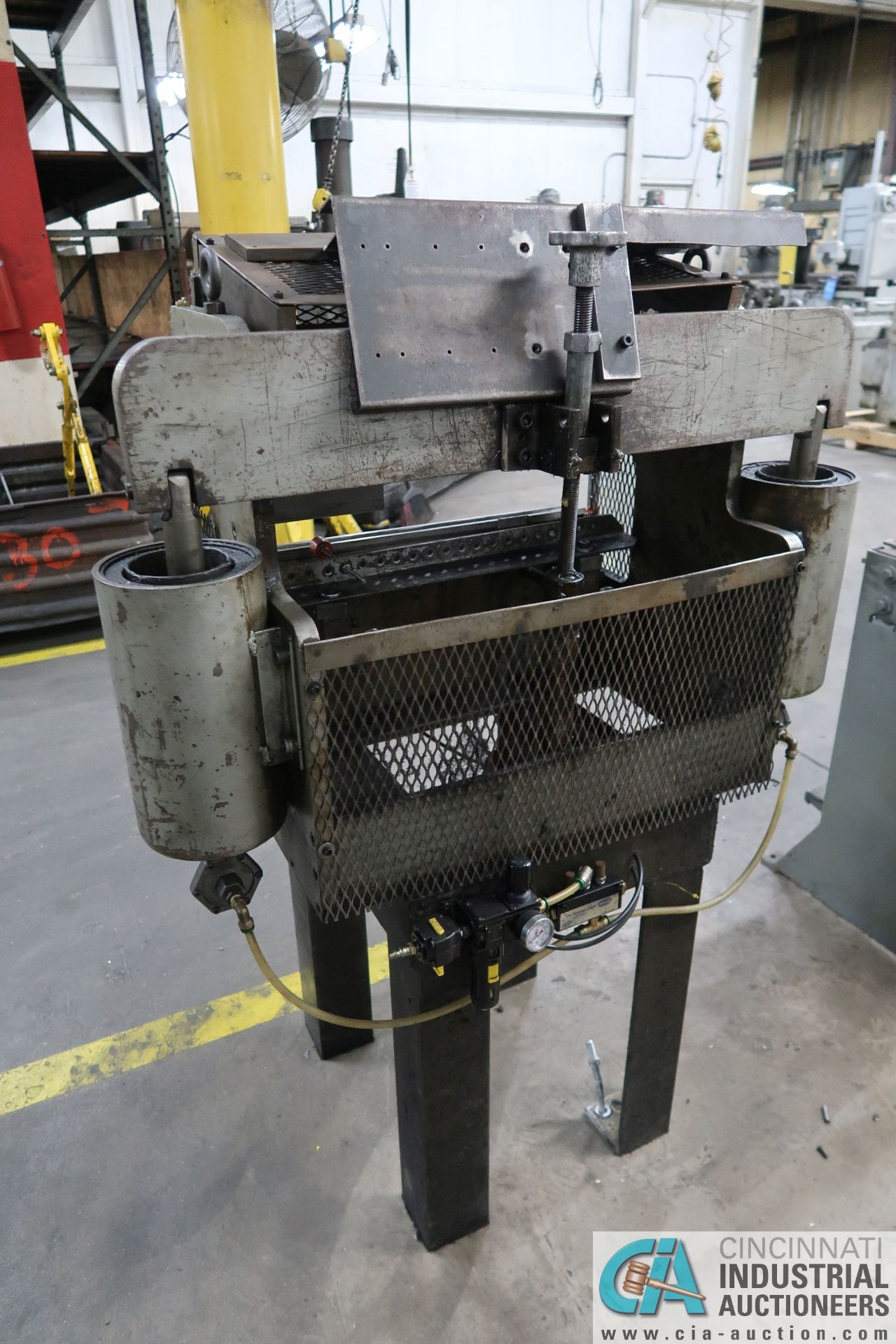 12 TON X 24" BANTAM MODEL B-212 STAND MOUNTED PRESS BRAKE; S/N N/A, (2) 4-WAY DIES - Image 6 of 10