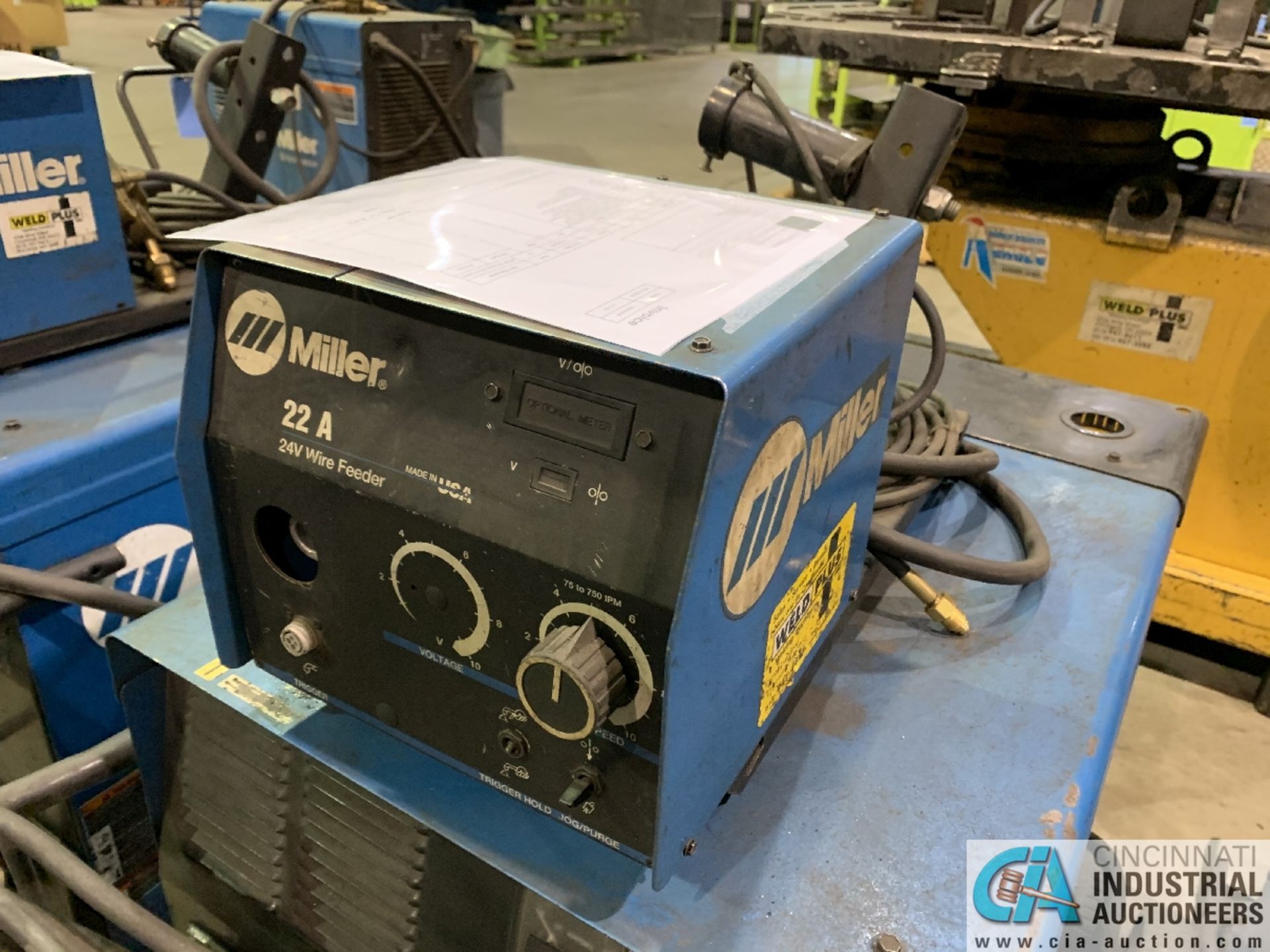 300 AMP MILLER CP-302 WELDER; S/N LB251741, WITH MILLER 22A 24-VOLT WIRE FEEDER (WELDER & WIRE FEED - Image 5 of 6