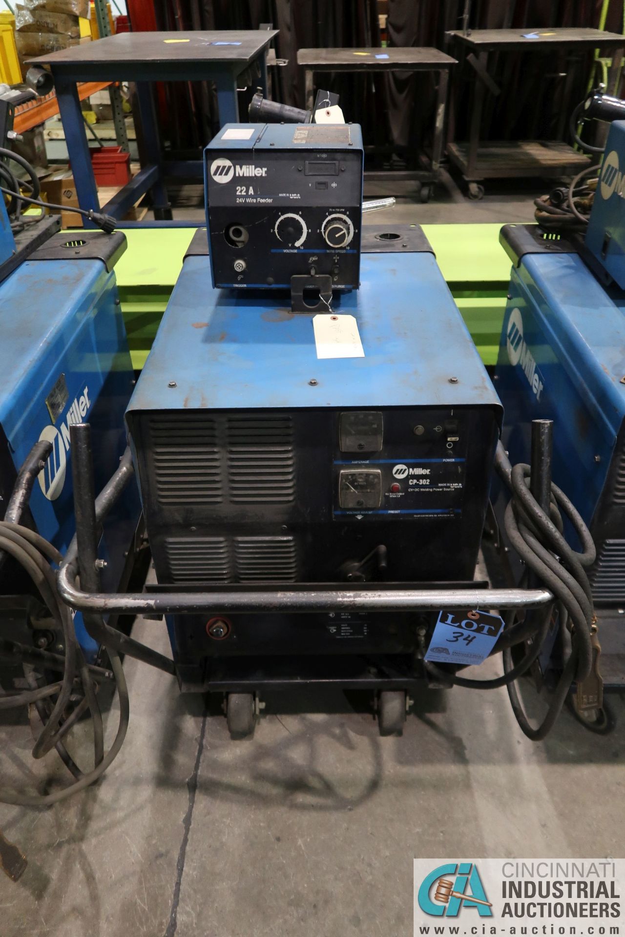 300 AMP MILLER CP-302 WELDER; S/N LB251732, WITH MILLER 22A 24 VOLT WIRE FEEDER **LOCATED AT 4119 - Image 2 of 6