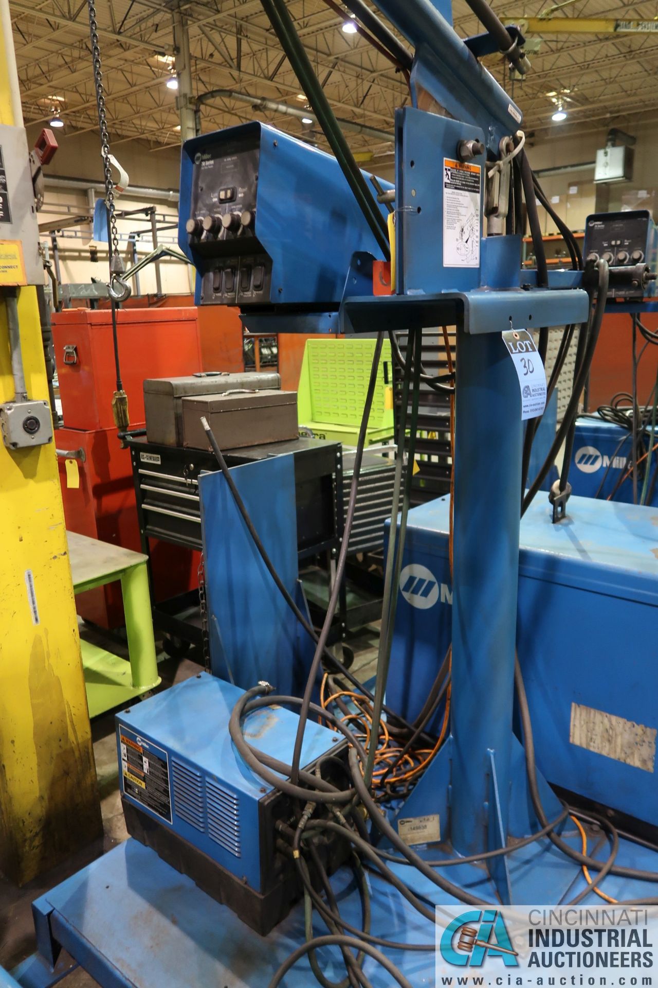 450 AMP MILLER DELTAWELD 452 POWER SUPPLY PALLET TYPE 12' WELDING BOOM; S/N LB249492, WITH MILLER 70 - Image 6 of 9