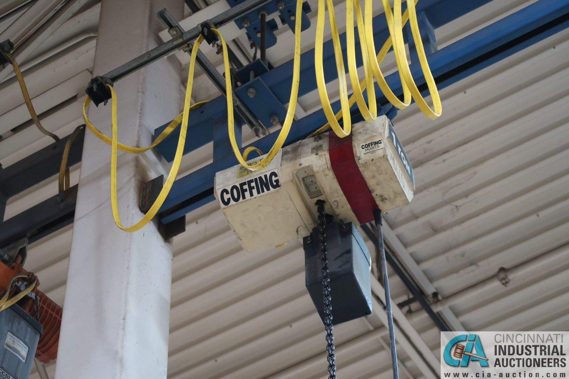 1-TON COFFING TROLLEY TYPE ELECTRIC CHAIN HOIST WITH PENDANT **LOCATED AT 4119 BINION WAY, - Image 2 of 3