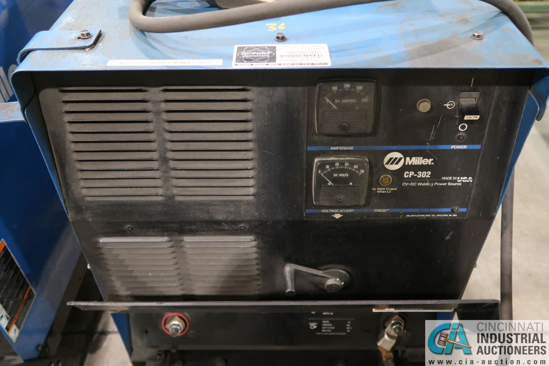 300 AMP MILLER CP-302 WELDER; S/N LC190163, WITH MILLER 22A 24 VOLT WIRE FEEDER **LOCATED AT 4119 - Image 4 of 6