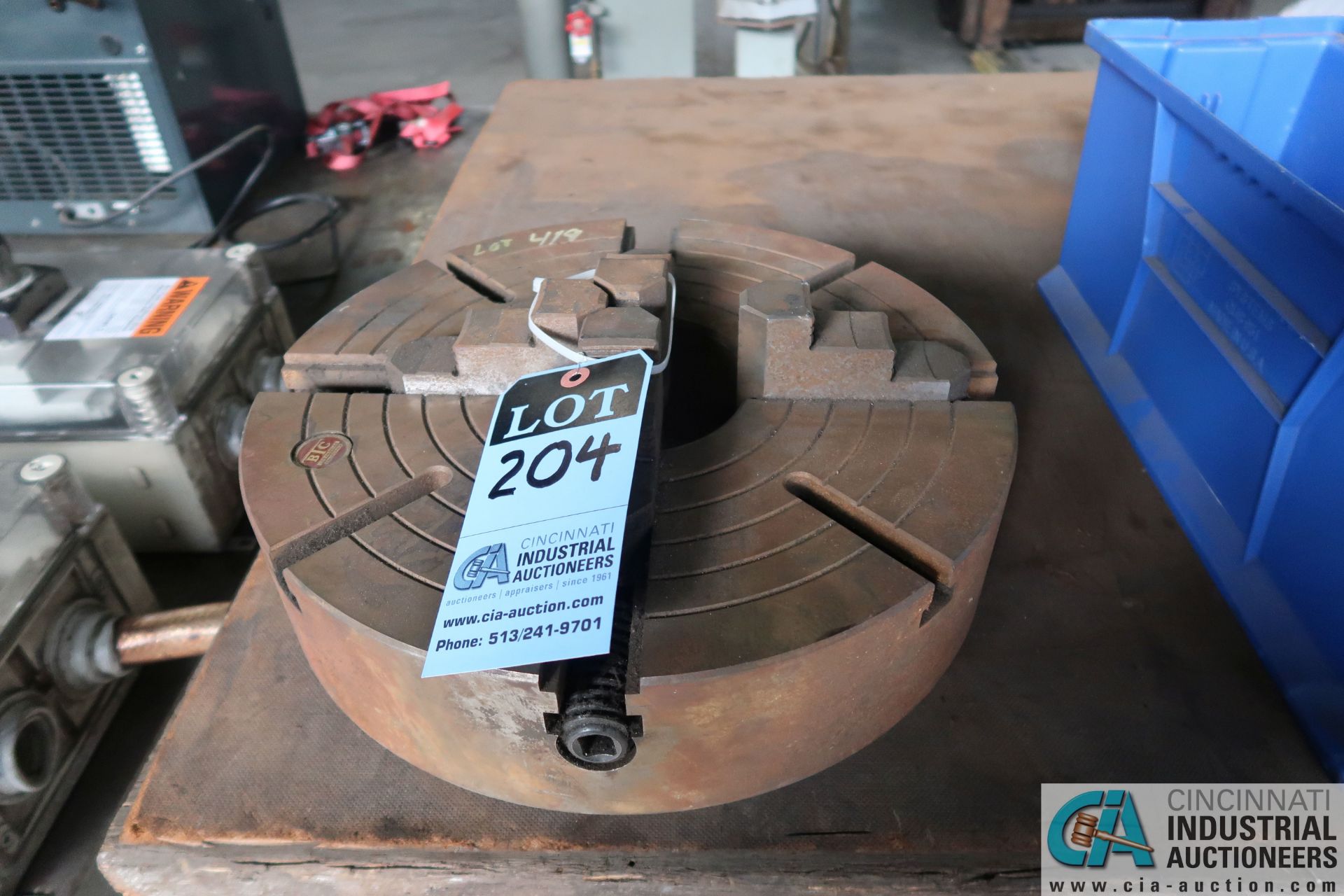 16" BTC FOUR-JAW LATHE CHUCK **LOCATED AT 110 EAST SEYMOUR AVE., CINCINNATI, OHIO 45216**