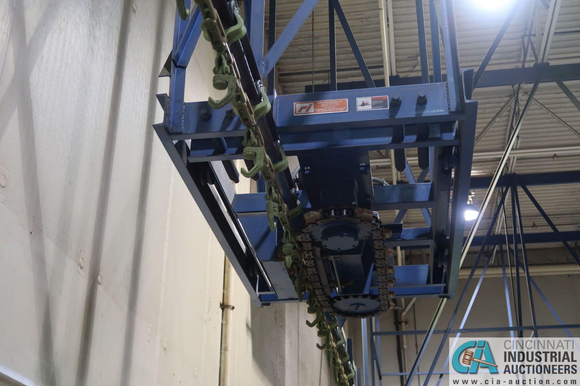 350' RAPID INDUSTRIES CHANNEL CHAIN CONVEYOR, 2-HP RAPID IND. DRIVE MOTOR **LOCATED AT 4119 BINION - Image 3 of 4