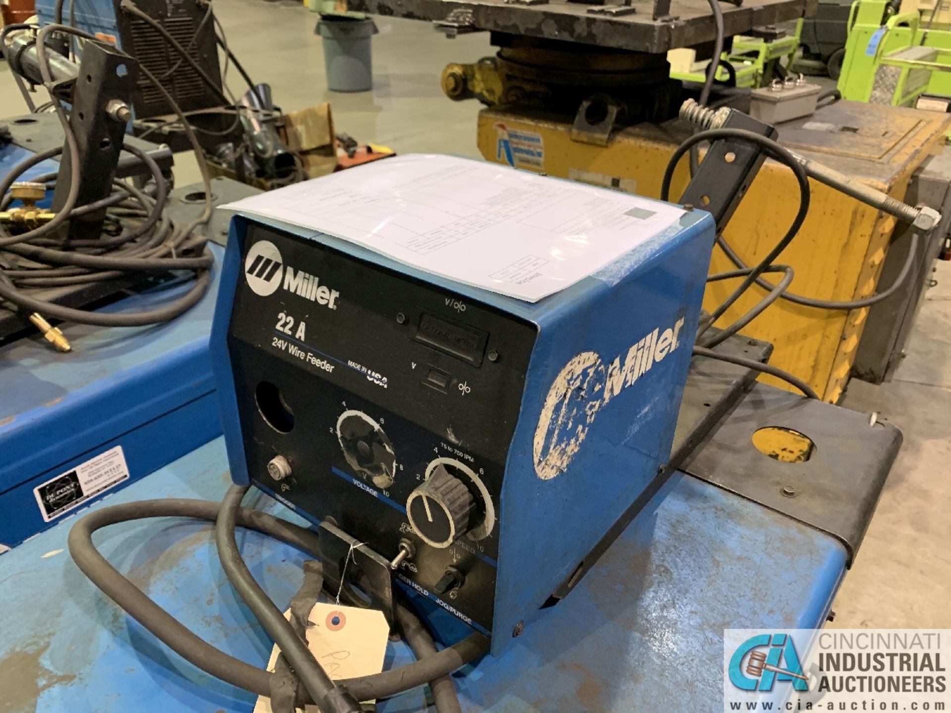 300 AMP MILLER CP-302 WELDER; S/N LF116423, WITH MILLER 22A 24-VOLT WIRE FEEDER (WIRE FEEDER OUT OF - Image 4 of 5