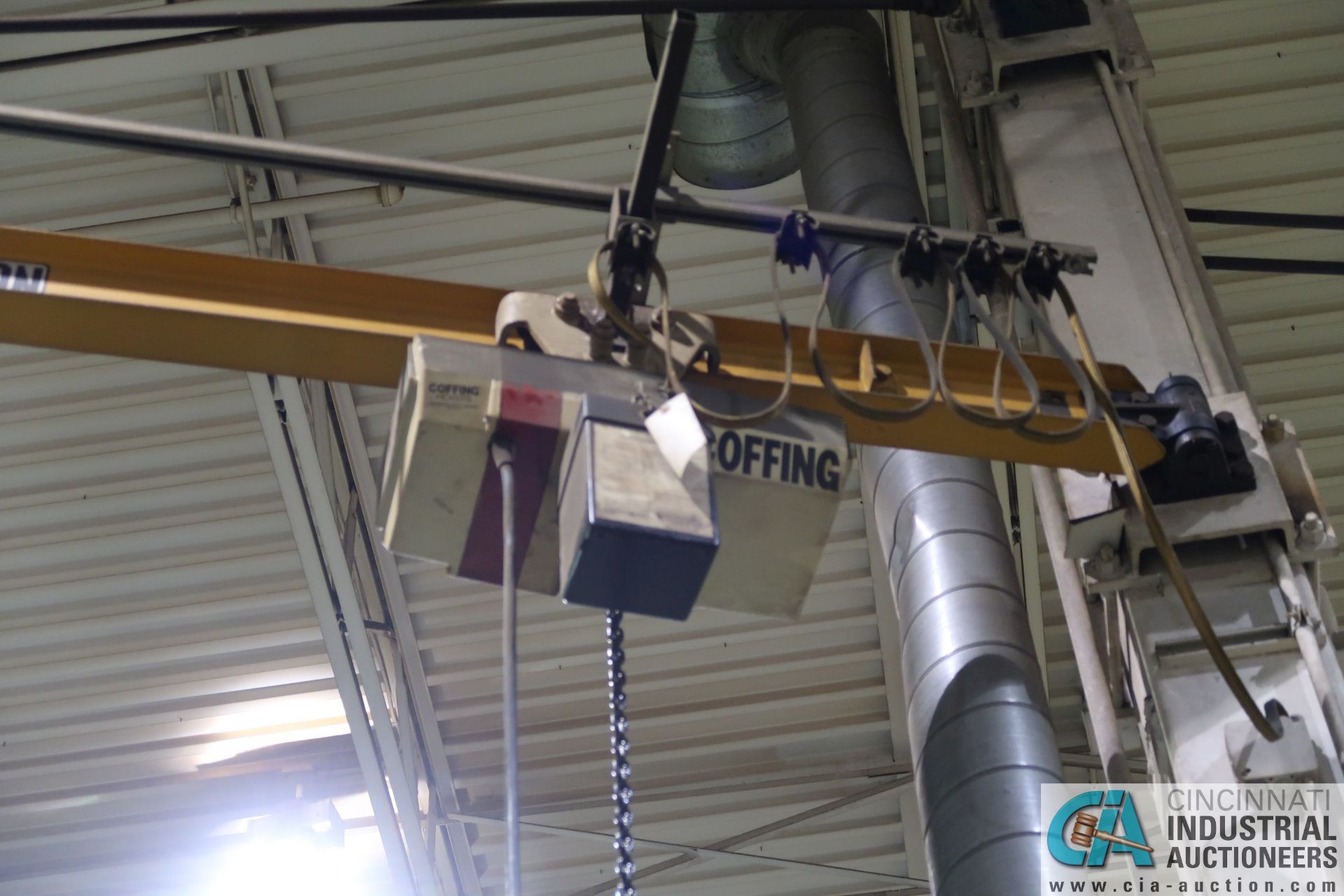 1/2 TON COFFING ELECTRIC CHAIN HOIST WITH PENDANT; W/ COLUMN MOUNT JIB & MOUNTING BRACKET BUT NO