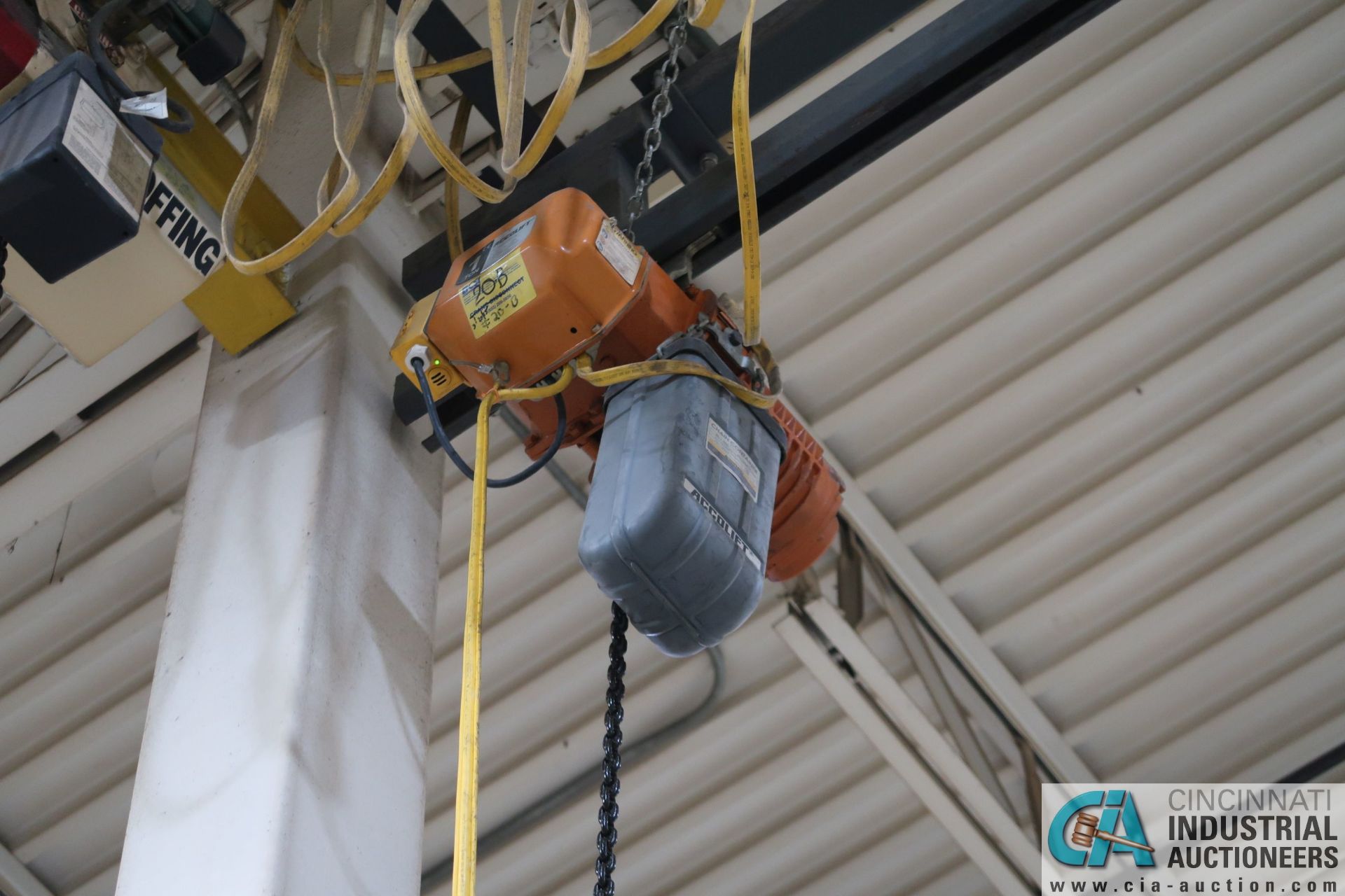 1-TON ACCULIFT TROLLEY TYPE ELECTRIC CHAIN HOIST WITH PENDANT **LOCATED AT 4119 BINION WAY, LEBANON, - Image 2 of 2