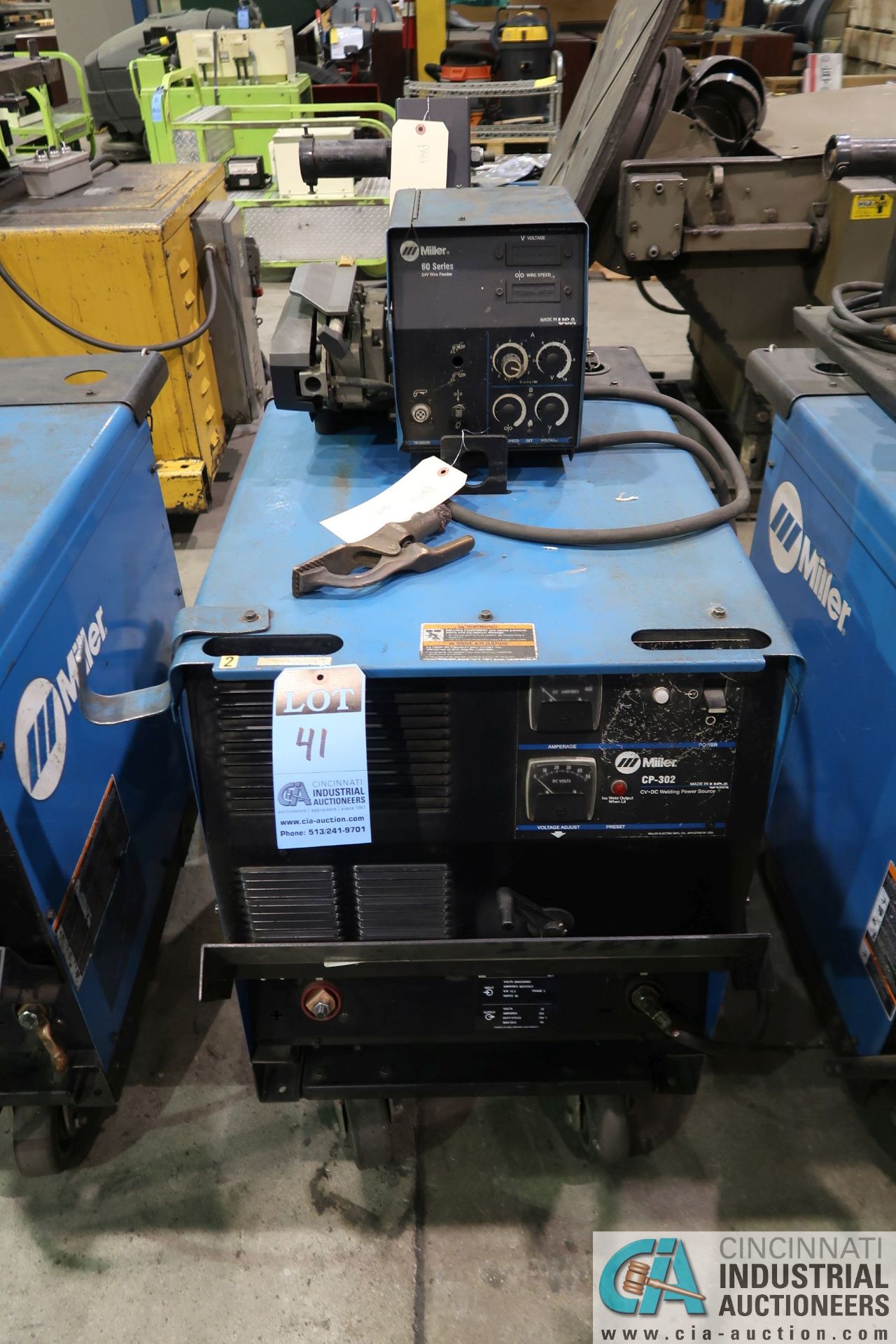 300 AMP MILLER CP-302 WELDER; S/N LE233511, WITH MILLER 60 SERIES 24 VOLT WIRE FEEDER **LOCATED AT - Image 2 of 5
