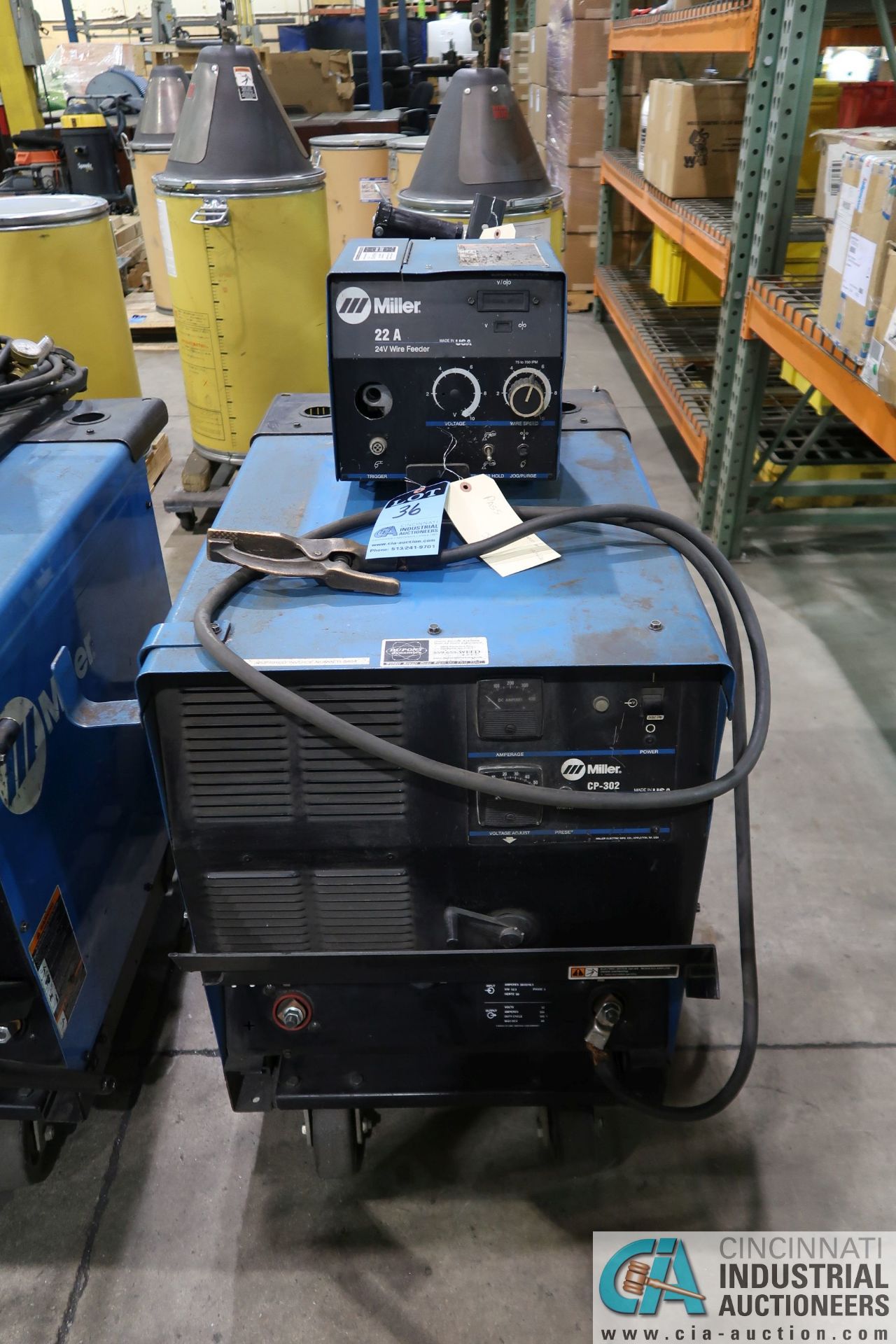 300 AMP MILLER CP-302 WELDER; S/N LC190163, WITH MILLER 22A 24 VOLT WIRE FEEDER **LOCATED AT 4119 - Image 2 of 6