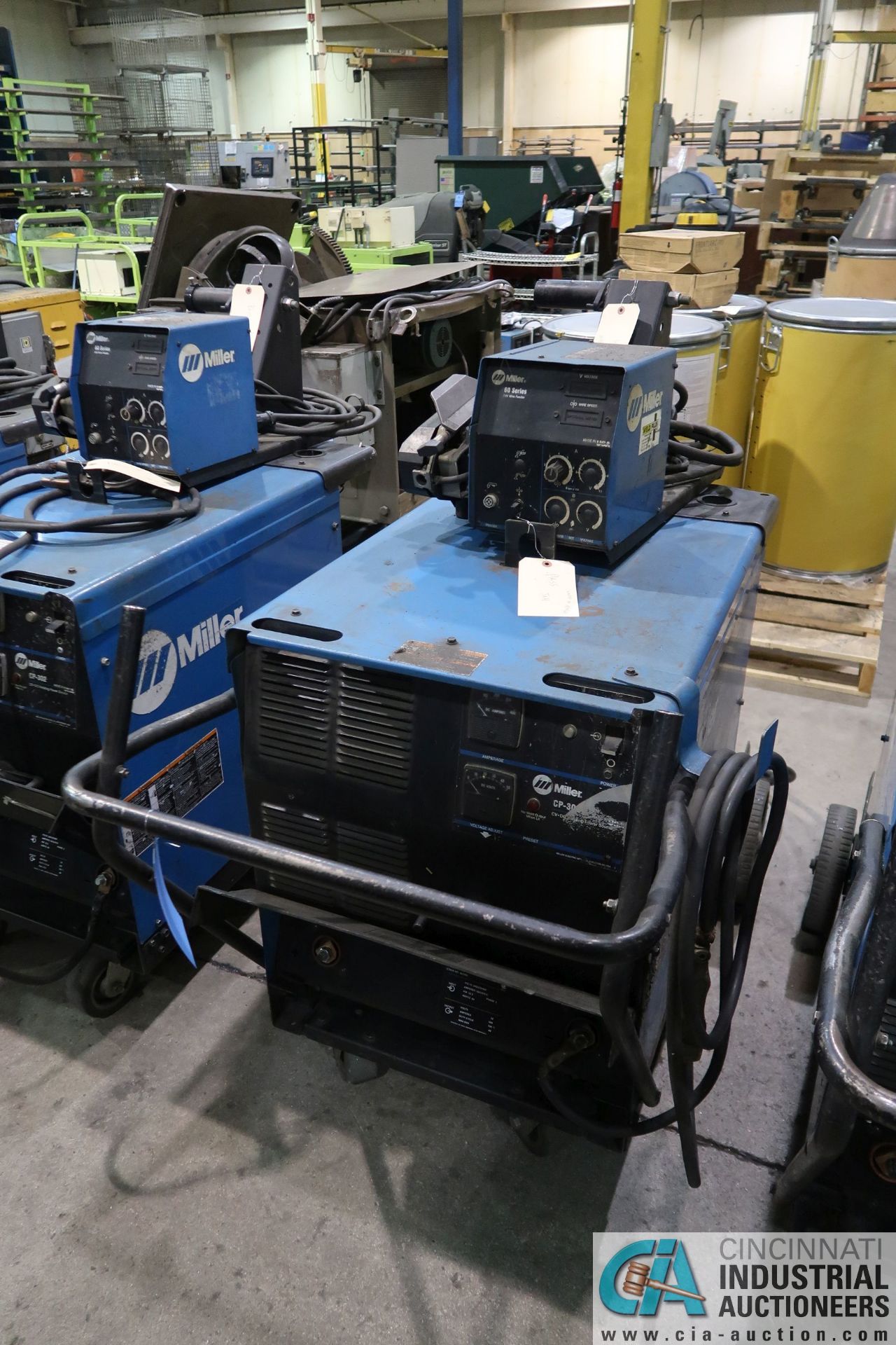 300 AMP MILLER CP-302 WELDER; S/N LE233513, WITH MILLER 60 SERIES 24 VOLT WIRE FEEDER **LOCATED AT