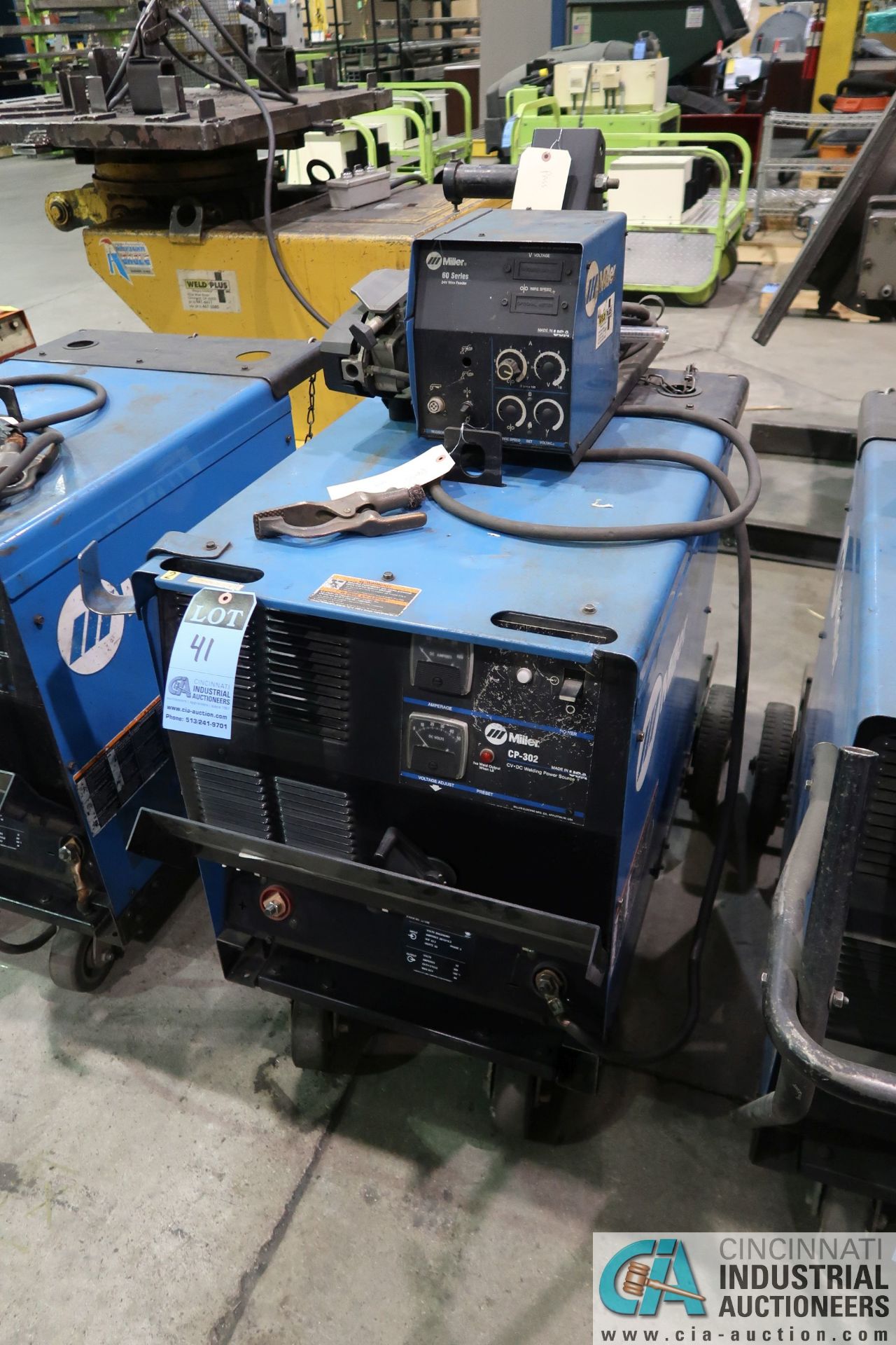 300 AMP MILLER CP-302 WELDER; S/N LE233511, WITH MILLER 60 SERIES 24 VOLT WIRE FEEDER **LOCATED AT