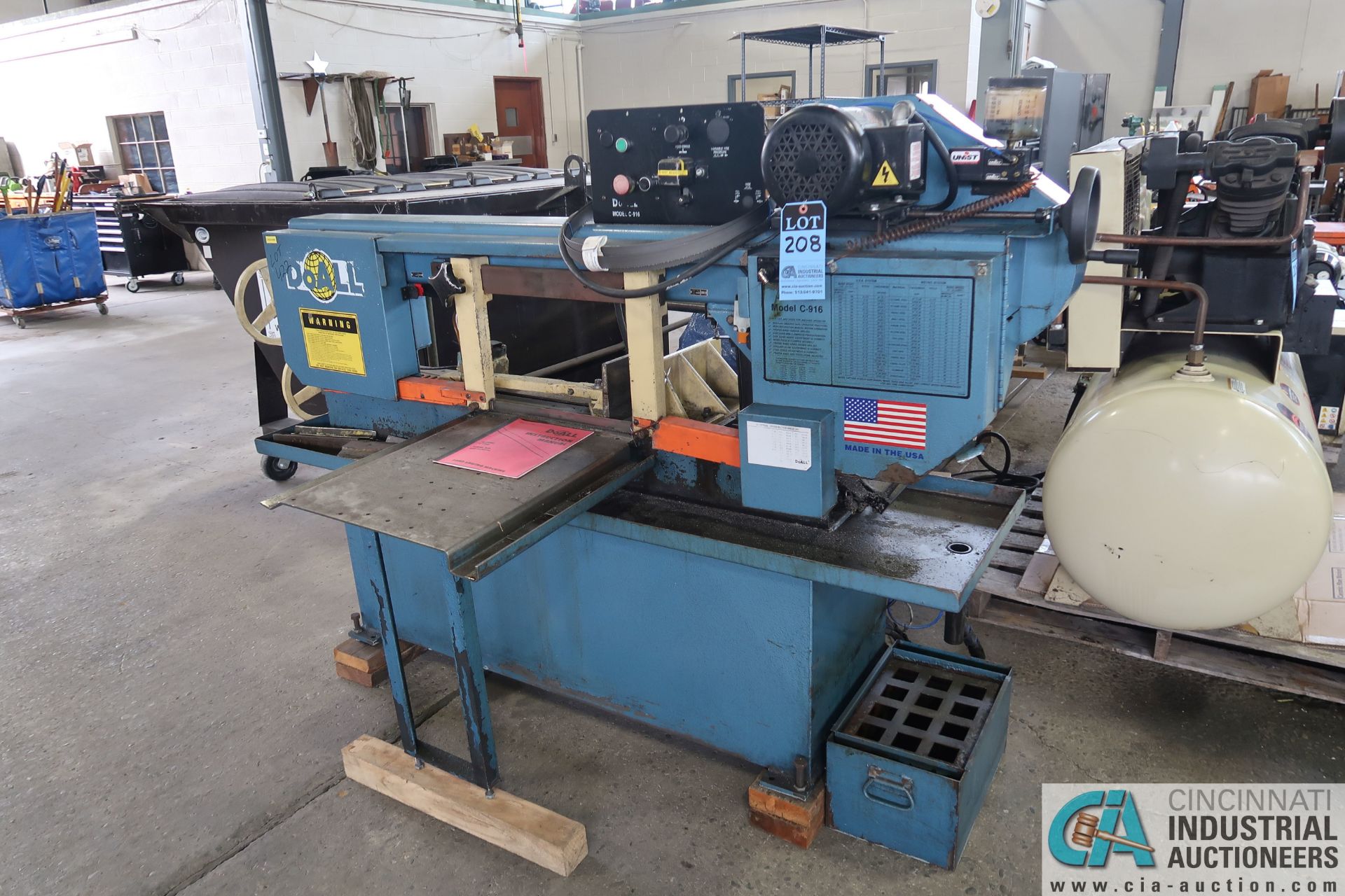 DOALL MODEL C-916M HORIZONTAL METAL CUTTING BAND SAW; S/N 527-051937, 158" BAND LENGTH, 230-VOLTS, - Image 2 of 9