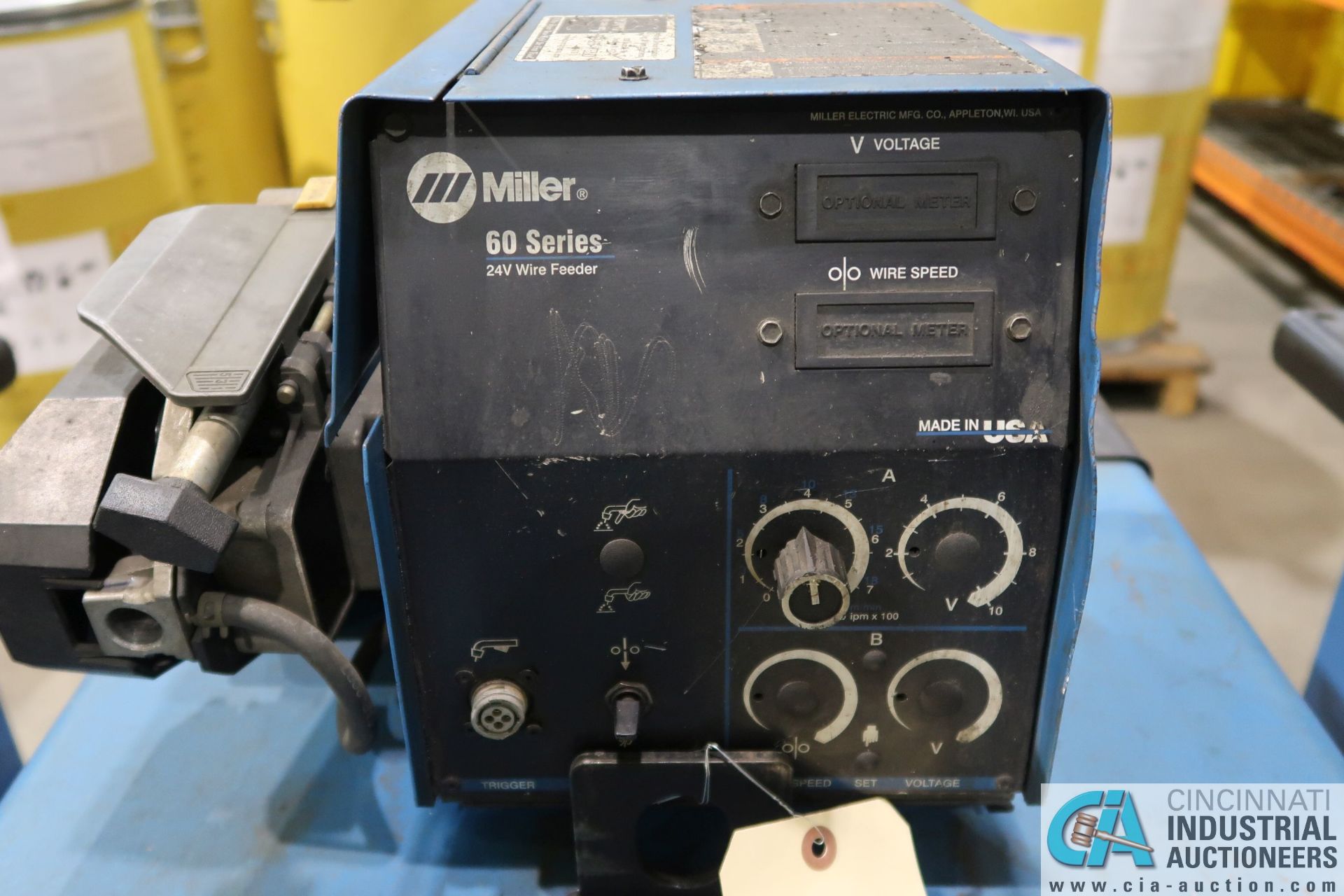 300 AMP MILLER CP-302 WELDER; S/N LB251736, WITH MILLER 60 SERIES 24 VOLT WIRE FEEDER **LOCATED AT - Image 6 of 6