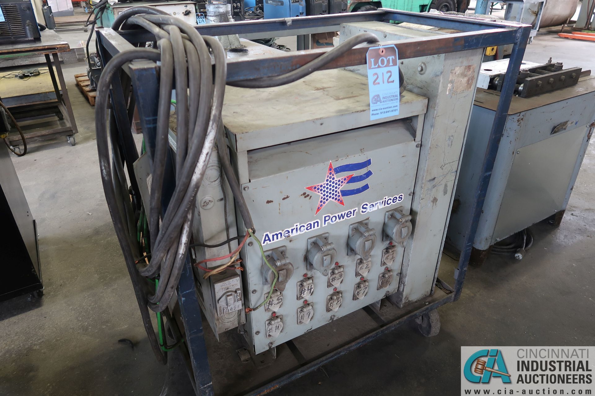 25 KVA AMERICAN POWER SERVICE PORTABLE POWER STATION W/ 480-VOLTS, 3-PHASE CONNECTIONS, 220-VOLTS