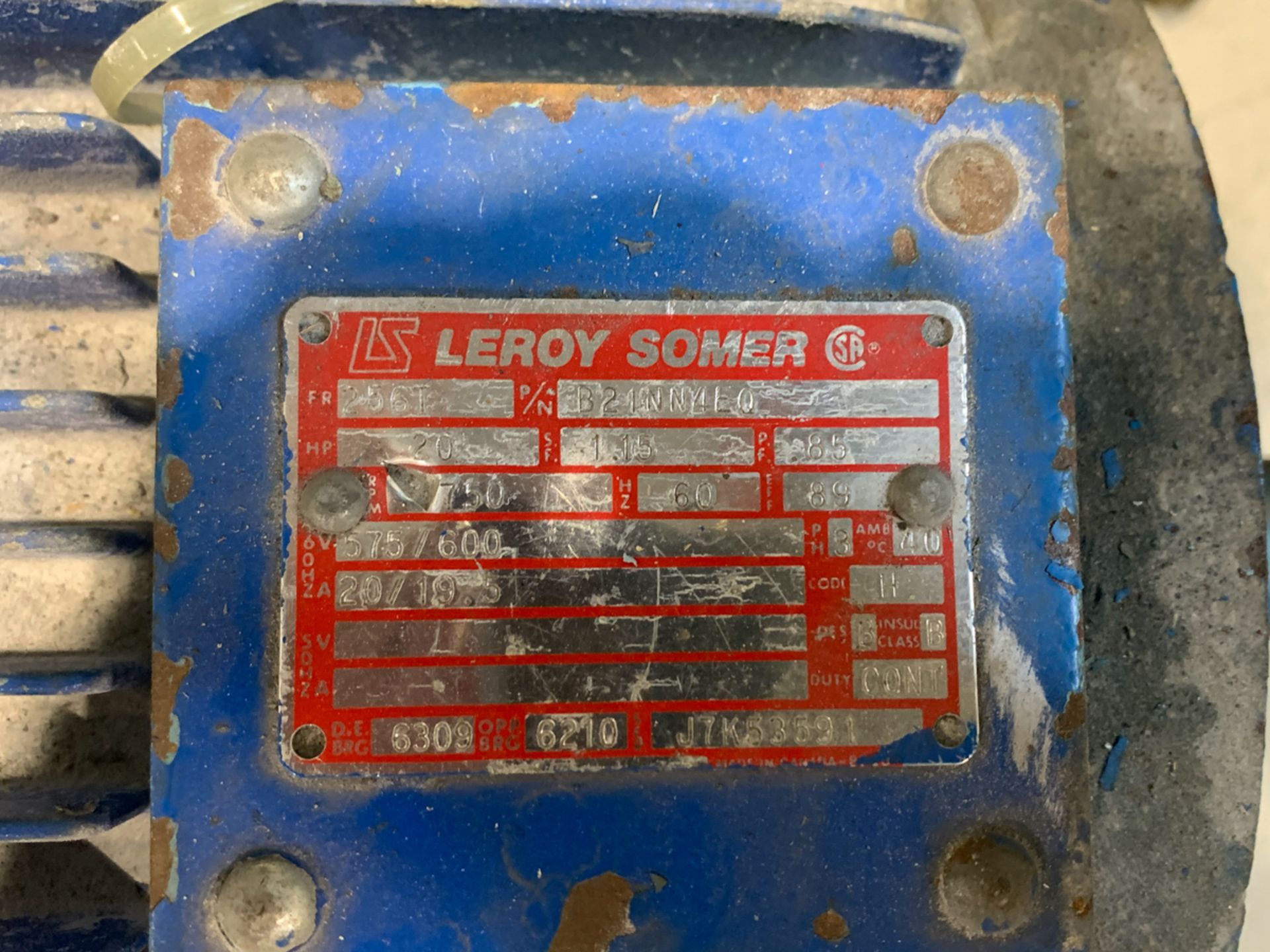 LEROY 20 HP MOTOR, 575/600 VOLTS - Image 2 of 2