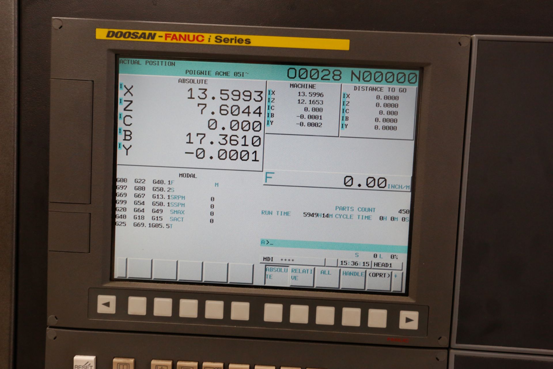 (2014) DOOSAN CNC TURNING CENTER MOD. LYNX 220LSYA, 6" & 5" CHUCK, Y-AXIS, 24 ATC, C/W (6) LIVE - Image 17 of 22