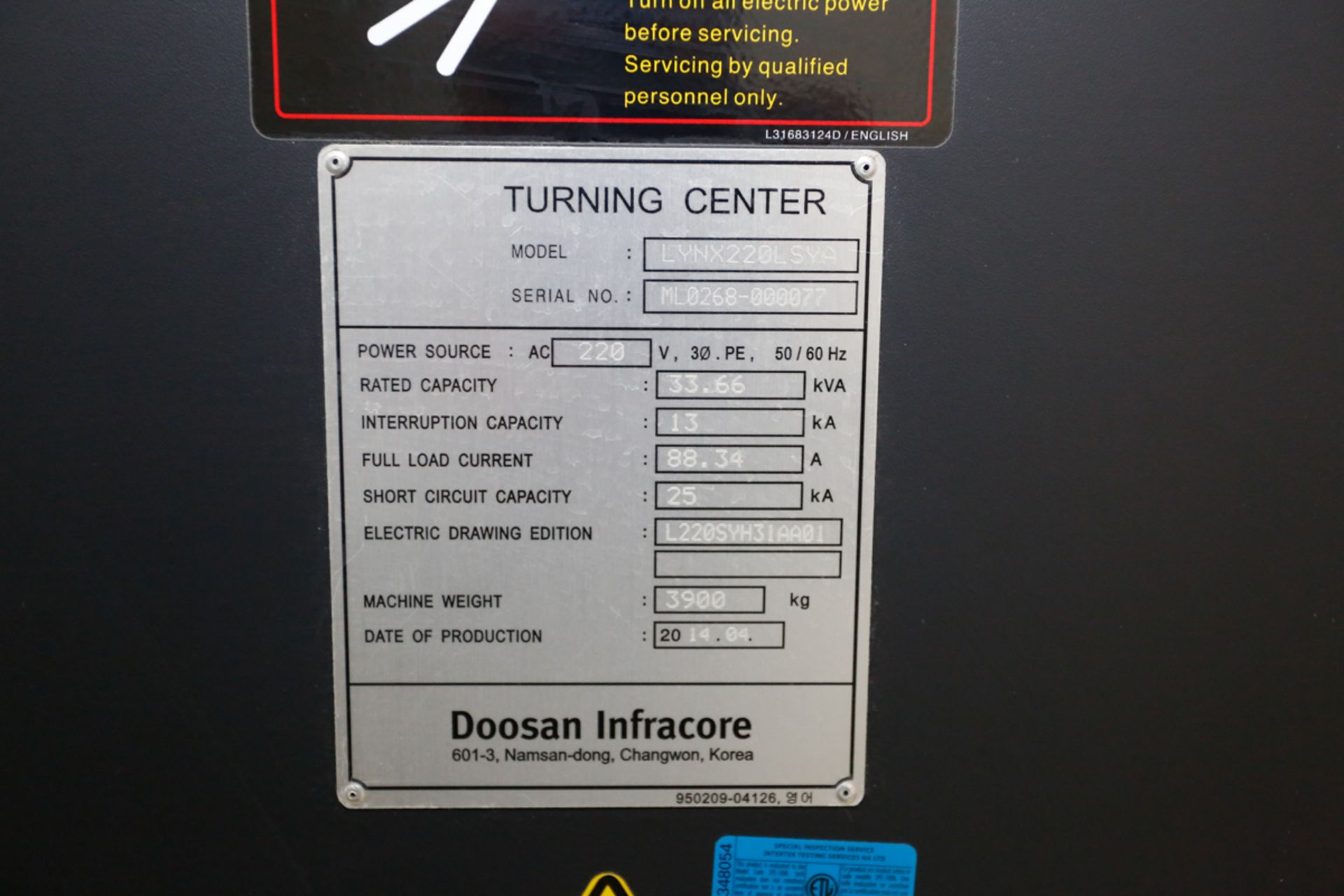 (2014) DOOSAN CNC TURNING CENTER MOD. LYNX 220LSYA, 6" & 5" CHUCK, Y-AXIS, 24 ATC, C/W (6) LIVE - Image 18 of 22