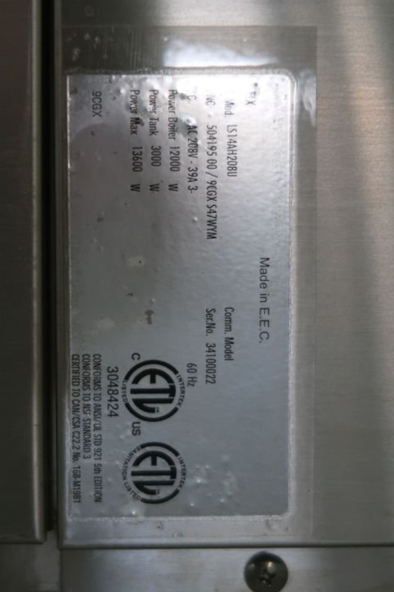 *NEW* ZANUSSI – ELECTROLUX DISHWASHER, 208 VOLTS 13.6 KW, MOD : LS14AH208RU, SN : 34100022 - Image 4 of 4