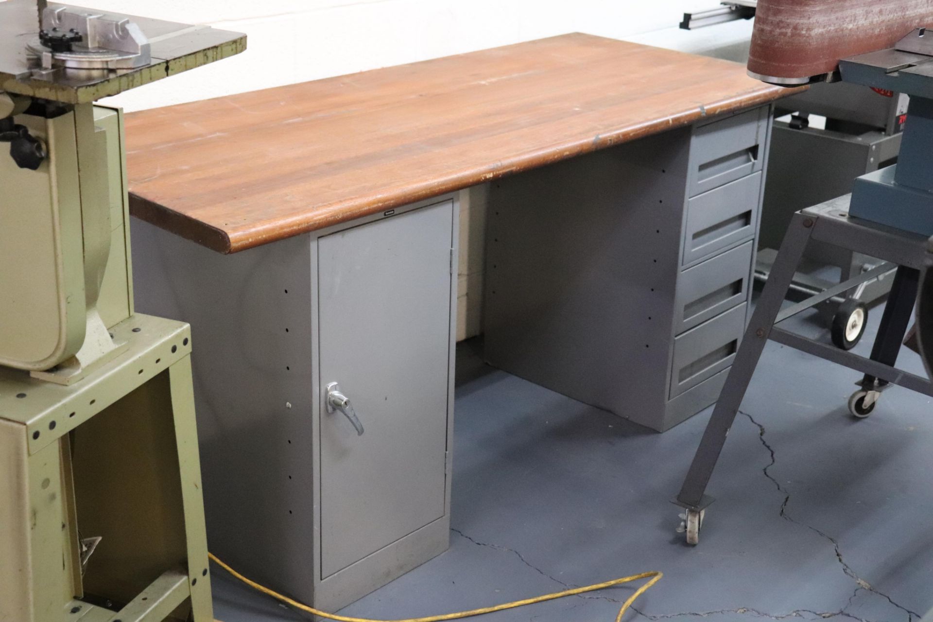 Wood top work bench w/ cabinets 72" x 30" x 34"