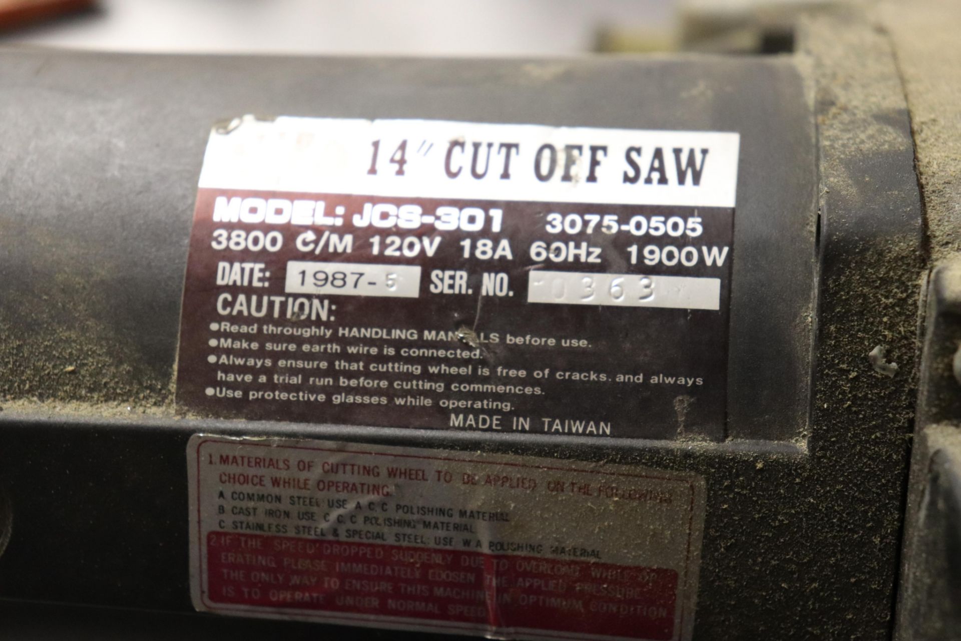 WT JCS-301 14" cut off saw - Image 3 of 3