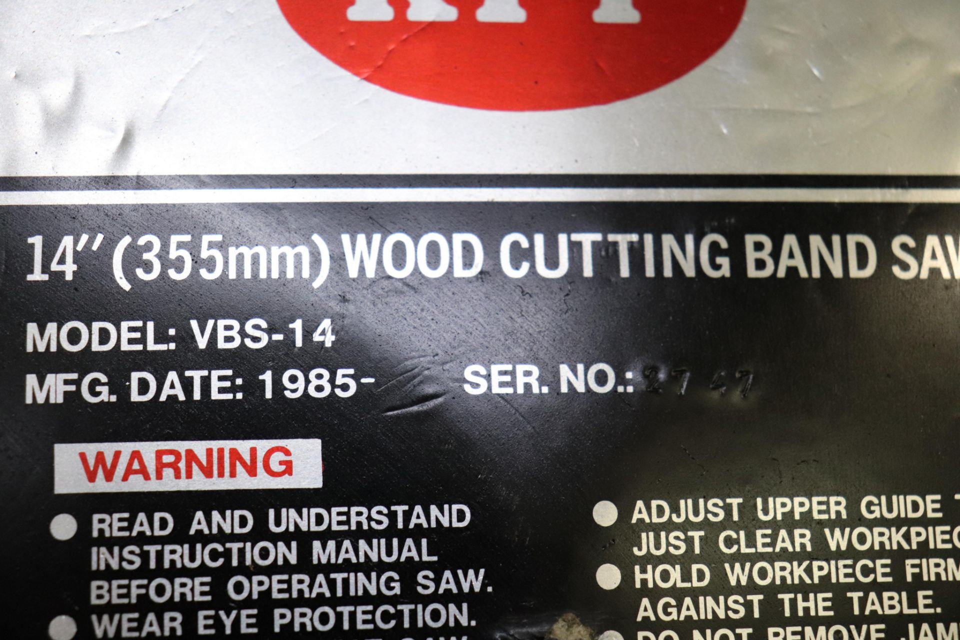 KFF Model 14VBS-14 wood cutting band saw 115v - Image 4 of 4