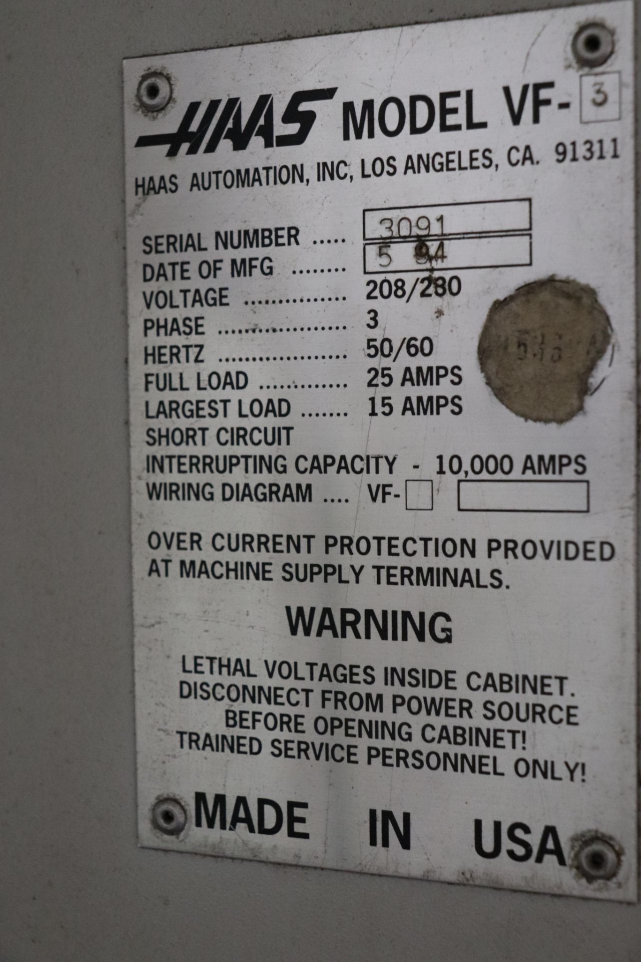 Haas VF-3 vertical machining center *needs repair* - Image 4 of 9