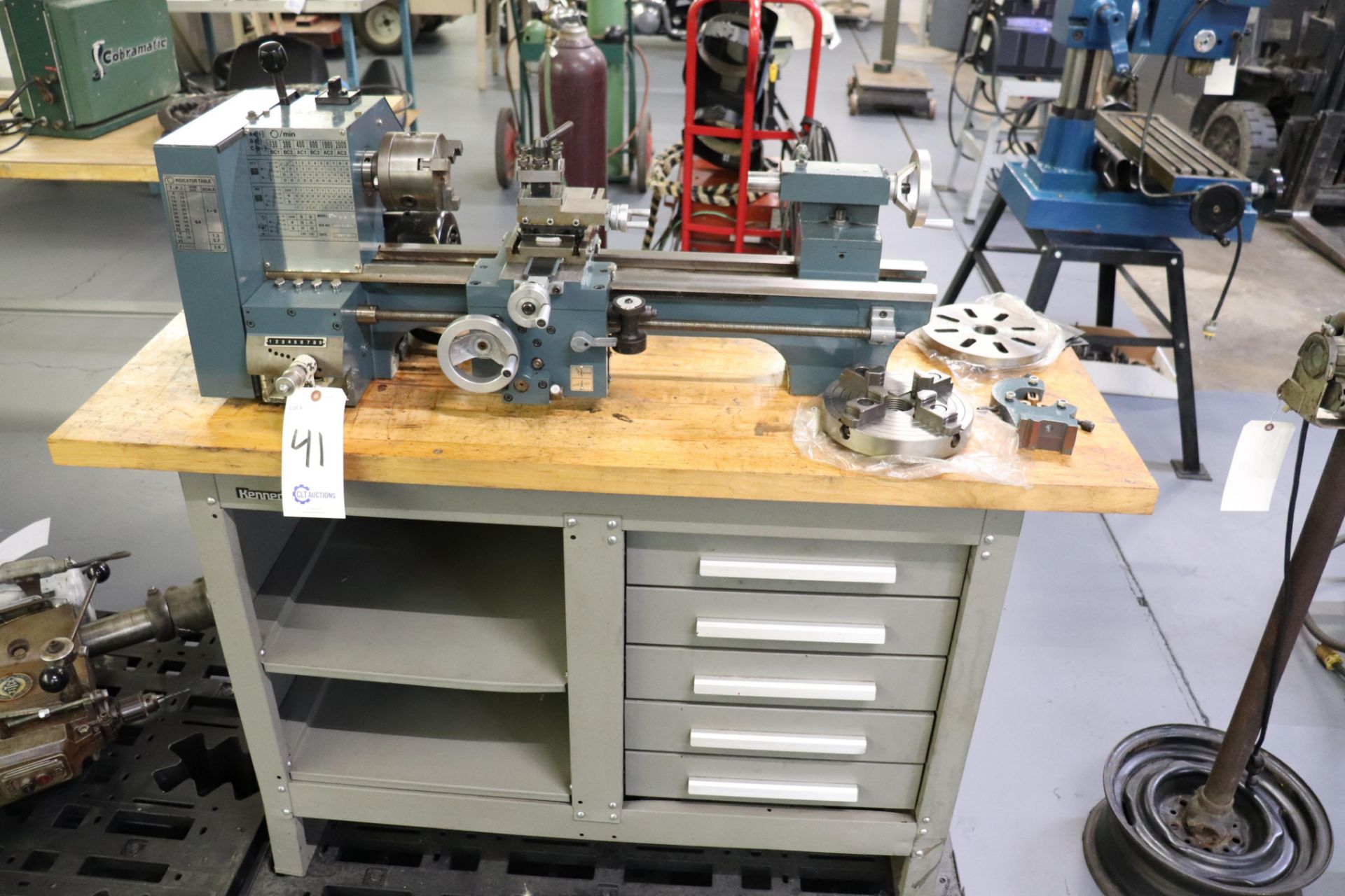 CF 918 bench top lathe w/ Kennedy cabinet, 110v