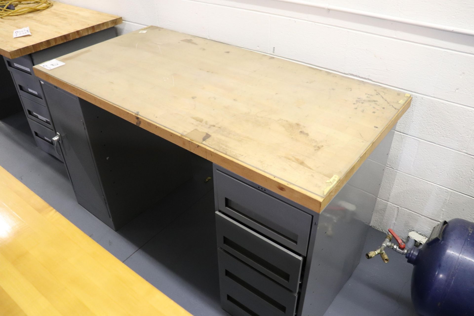 Butcher block work bench w/ cabinets