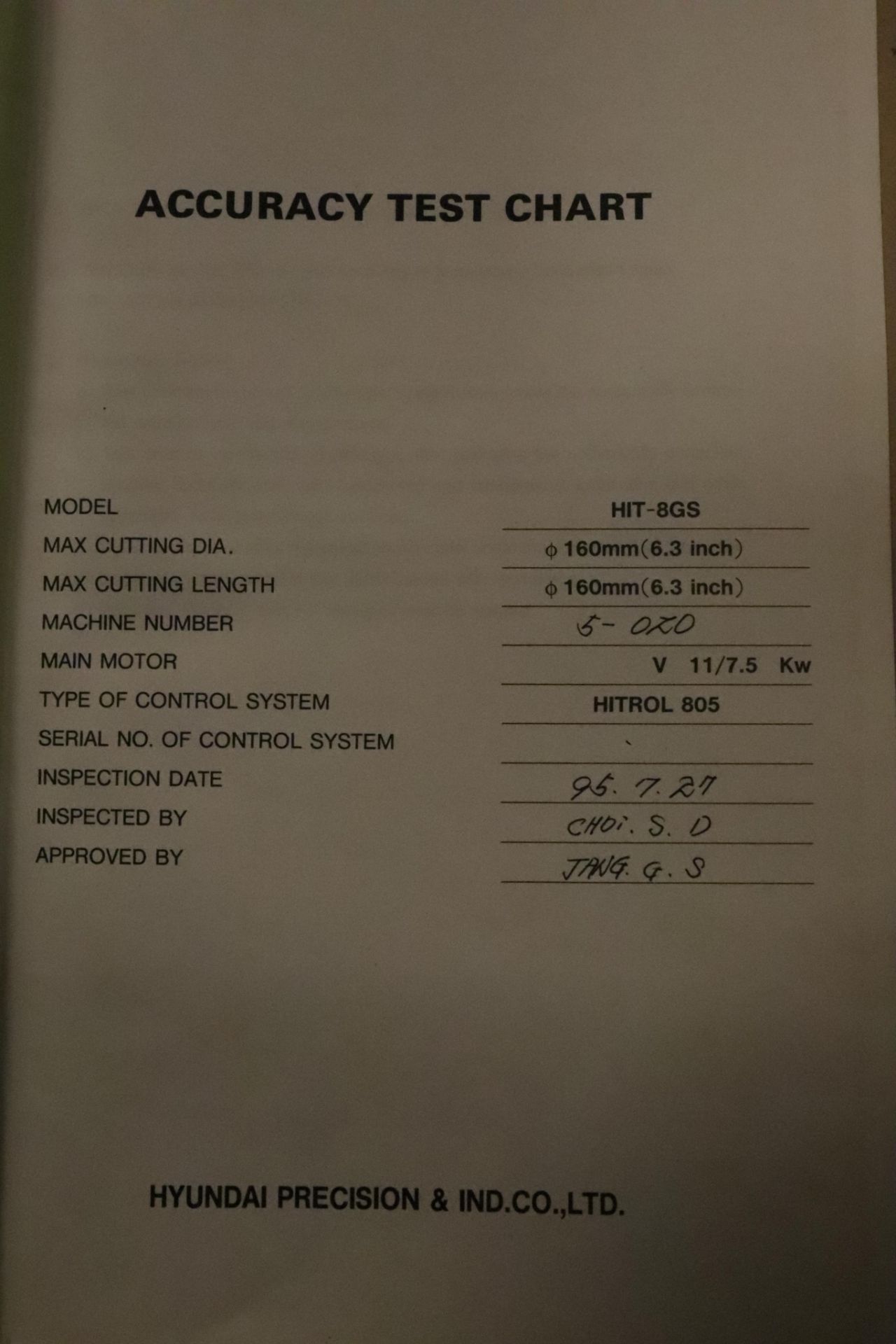 Hyundai HiT 8GS CNC precision lathe - Image 14 of 14