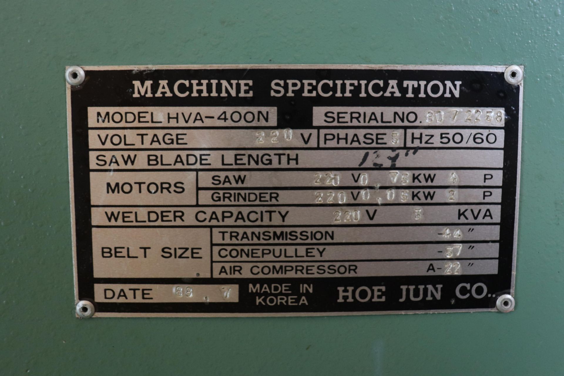 HoeJun HVA-400N 16" vertical band saw - Image 7 of 8