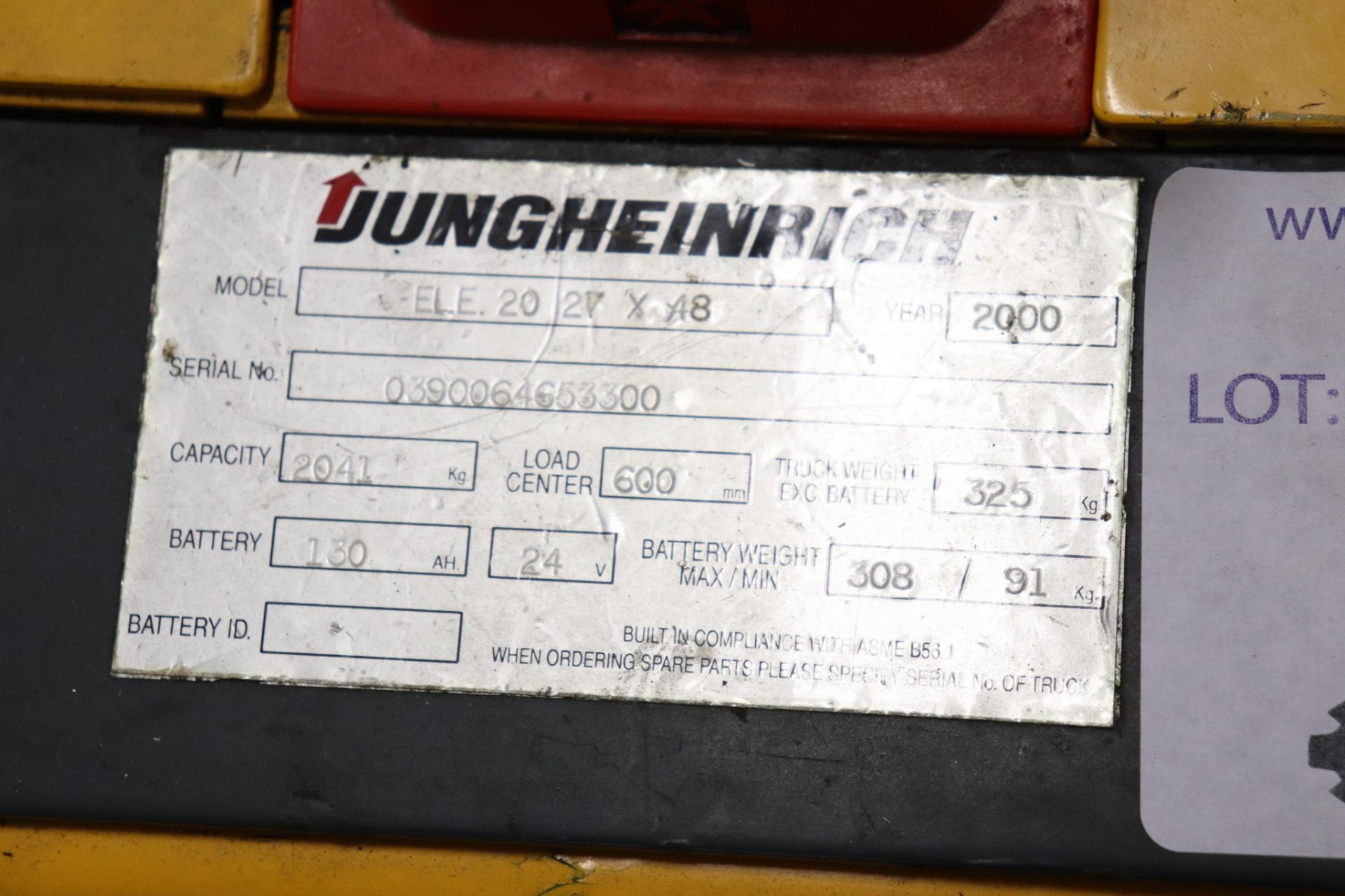 Jungheinrich ELE.20 27 x 48 electric pallet jack, new batteries - Image 4 of 5