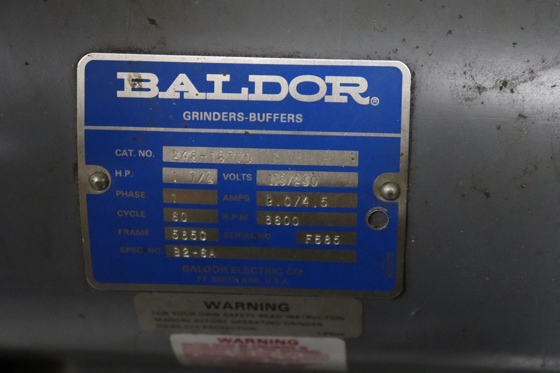 Baldor 248-181TD 1.5hp 2" belt sander, grinder - Image 4 of 4